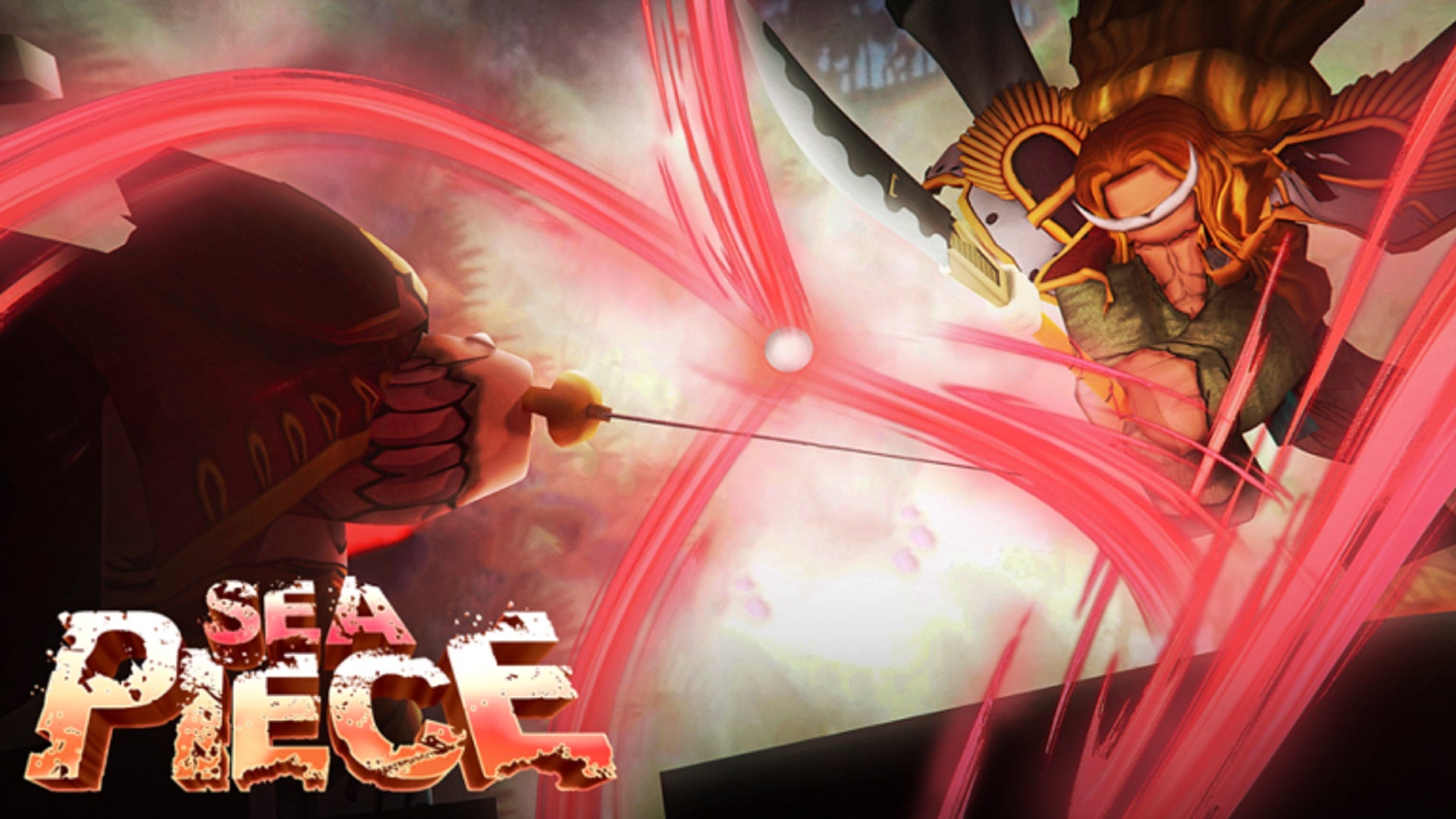 Two Roblox characters battle it out in a banner image for the game Sea Piece.