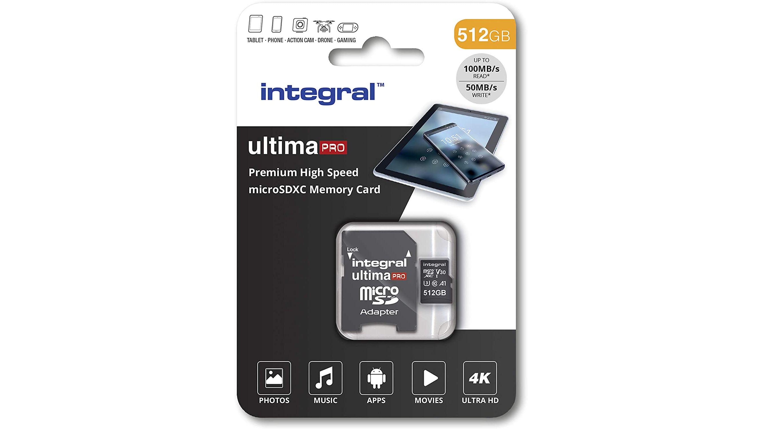 an integral ultima pro micro sd card with 512gb/500gb capacity