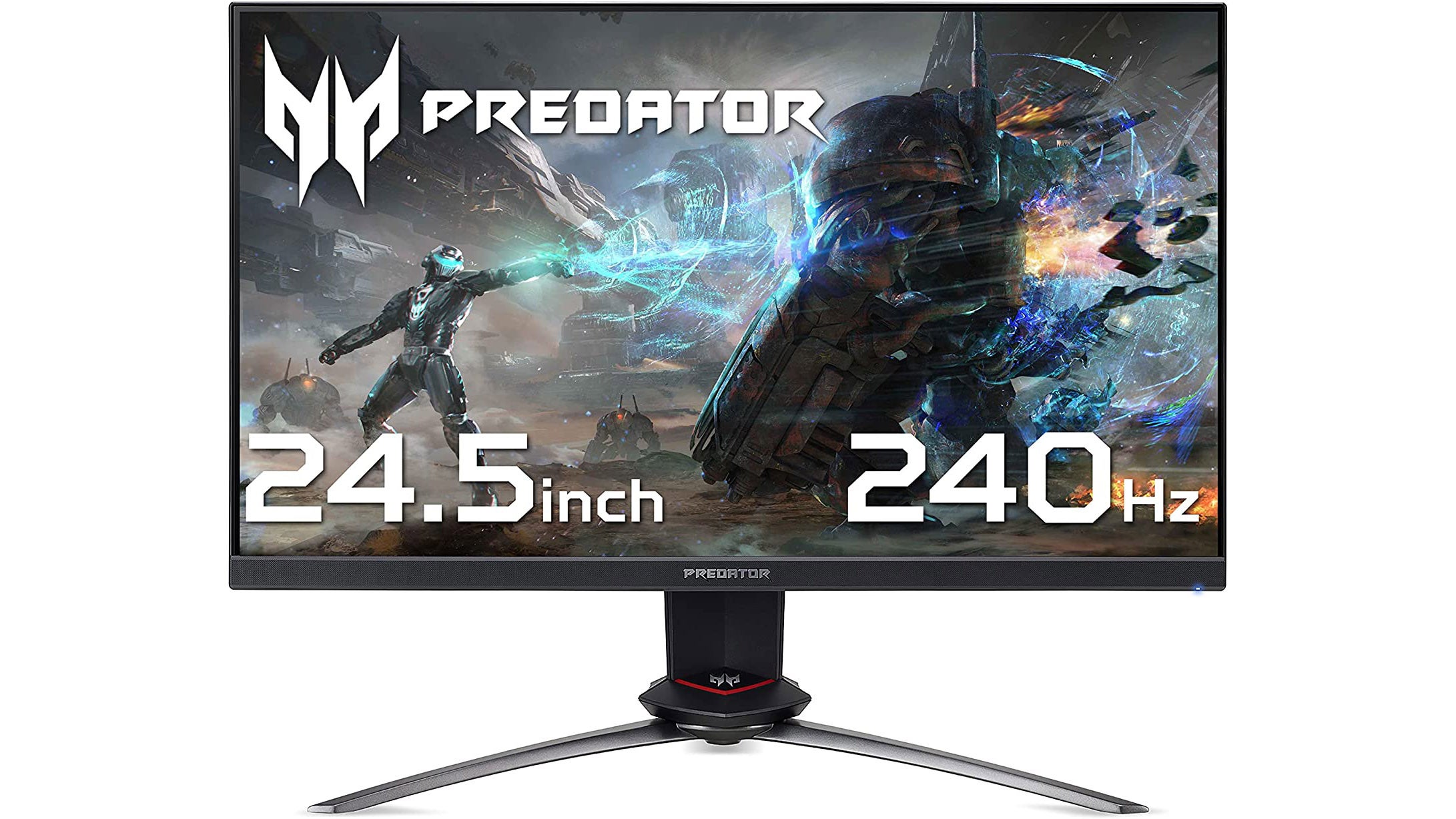 the acer predator xb253qgx, a poorly-named 1080p 240Hz monitor with a metal stand.