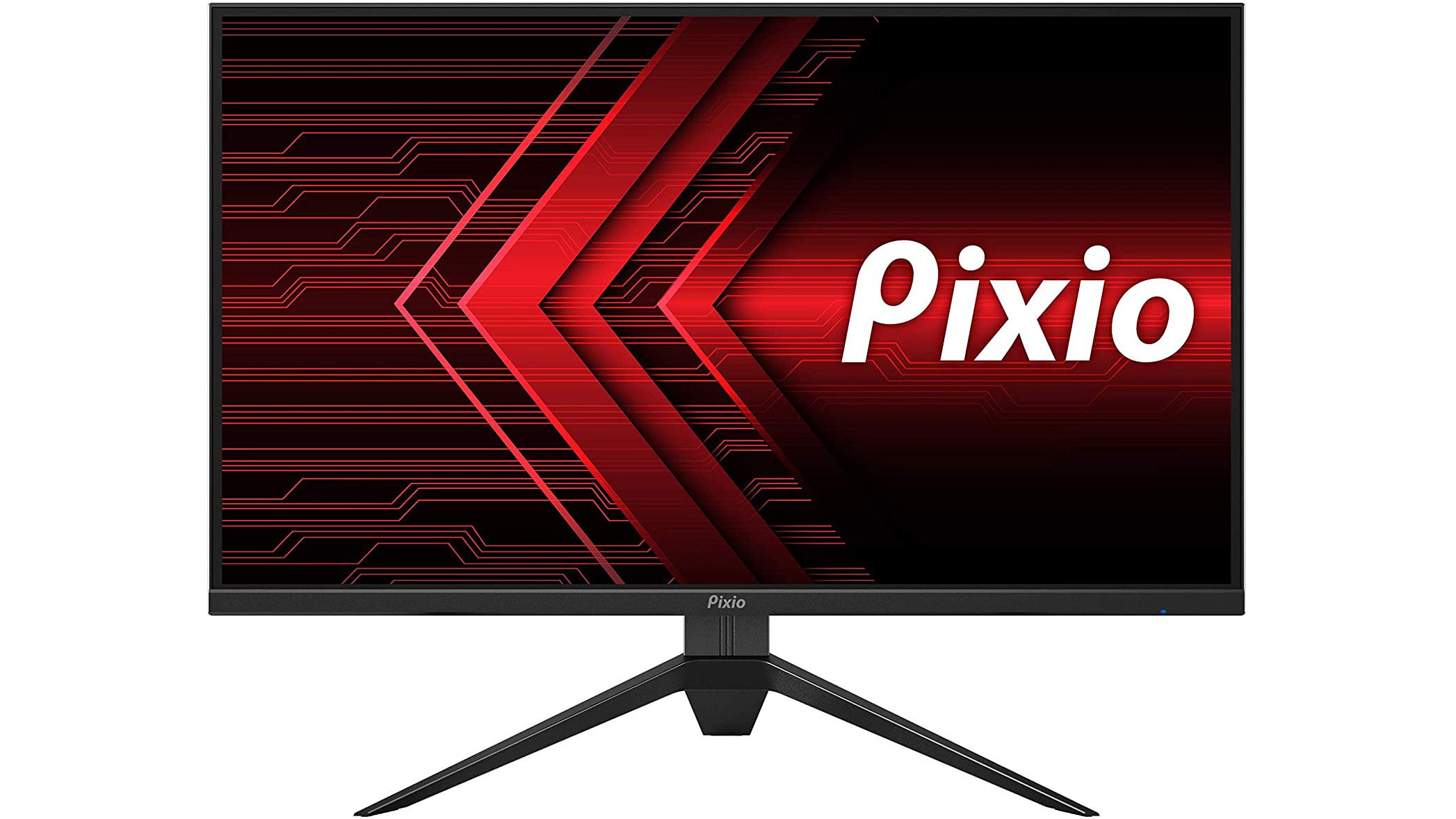Pixio PX277 Prime gaming monitor, shown with a skinny stand and exciting graphics