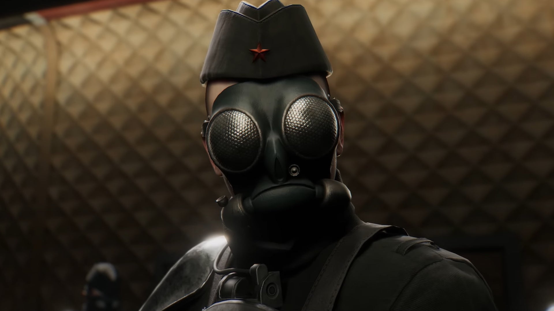 A screenshot of an enemy in Soviet alternate universe action RPG Atomic Heart, releasing February 21st, 2023.