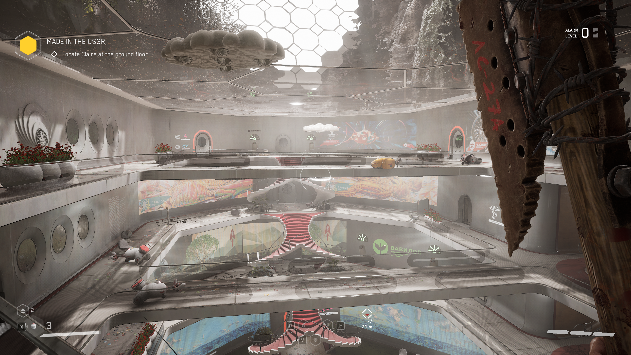The main atrium of a science museum in Atomic Heart.