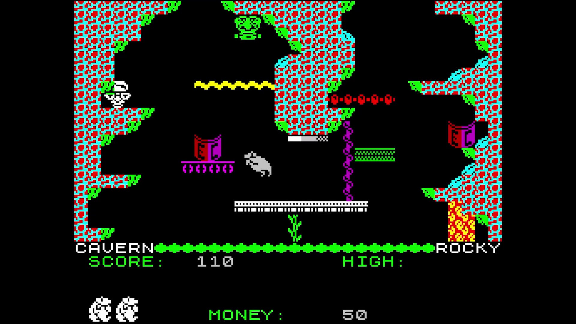 A screenshot of a cave in spectrum game Auf Weidersehen Monty