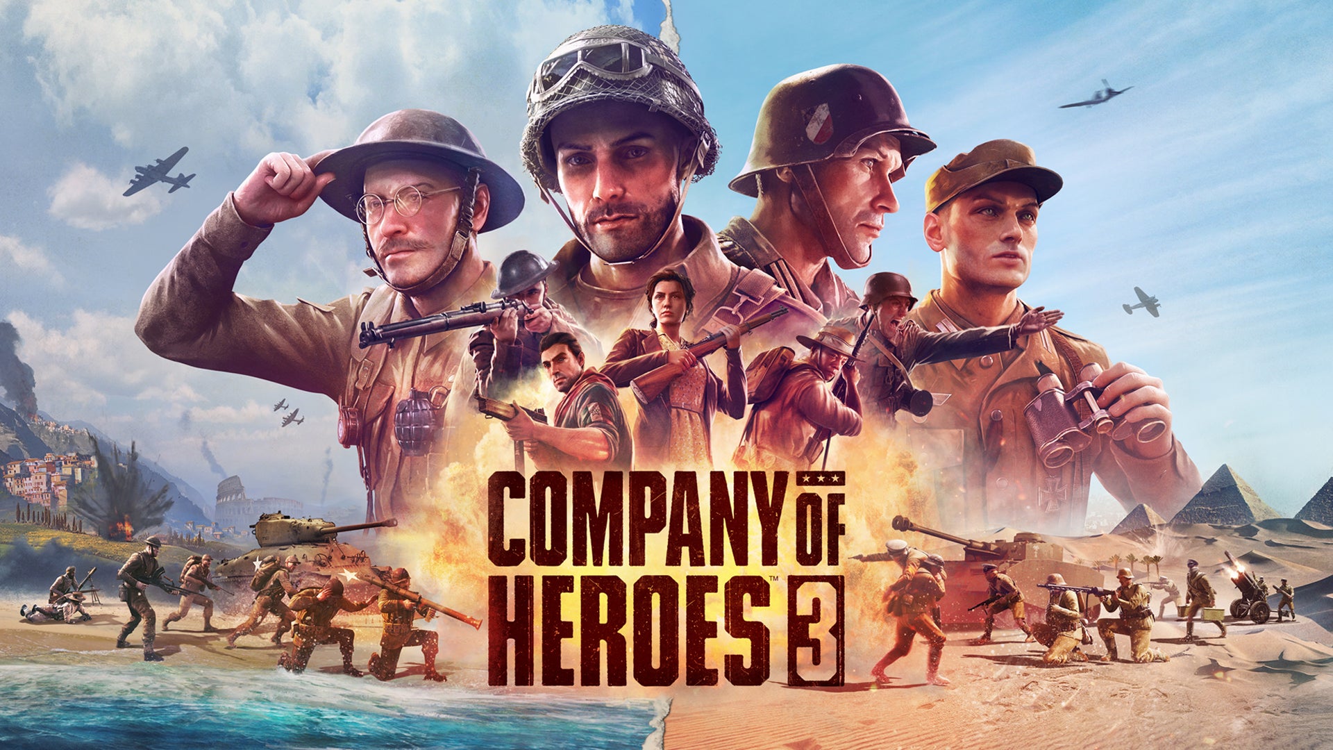 Key artwork showing the different soldiers and factions for Company Of Heroes 3