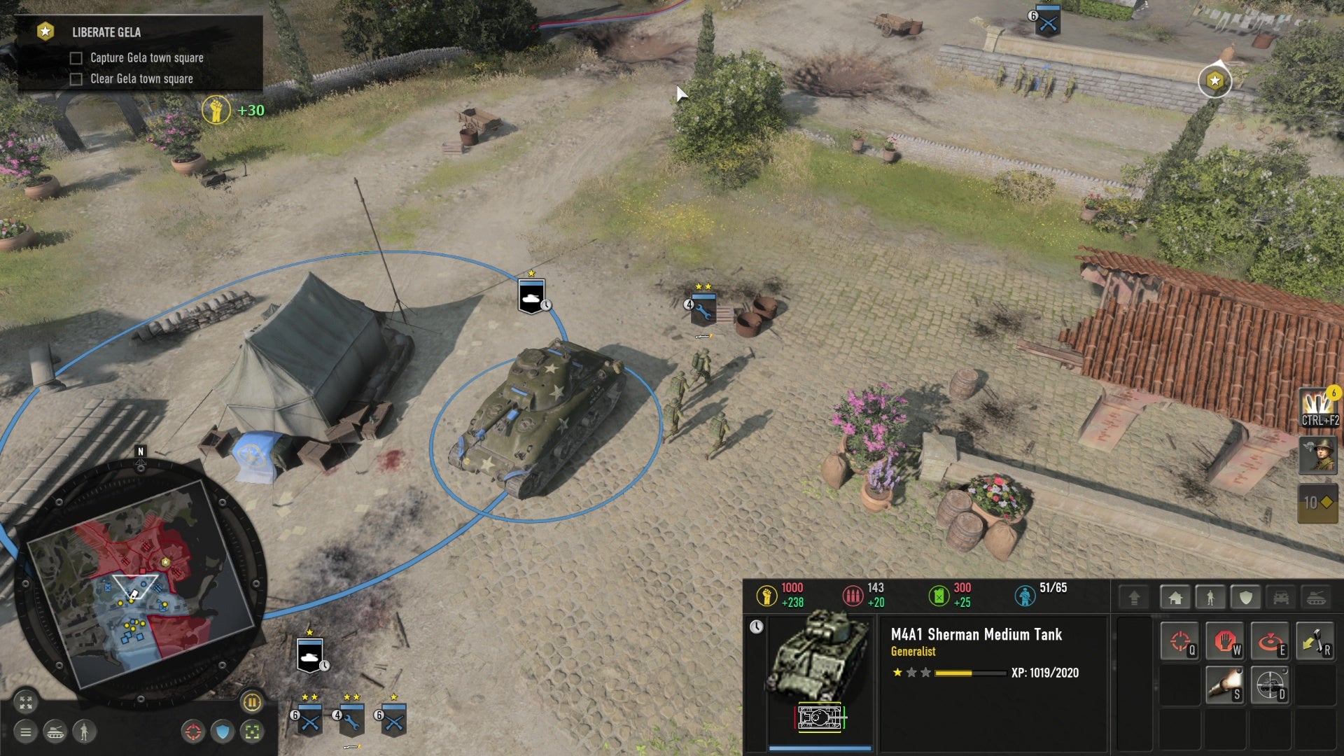 A tank and some mechanics prepare to leave an aid post in Company Of Heroes 3