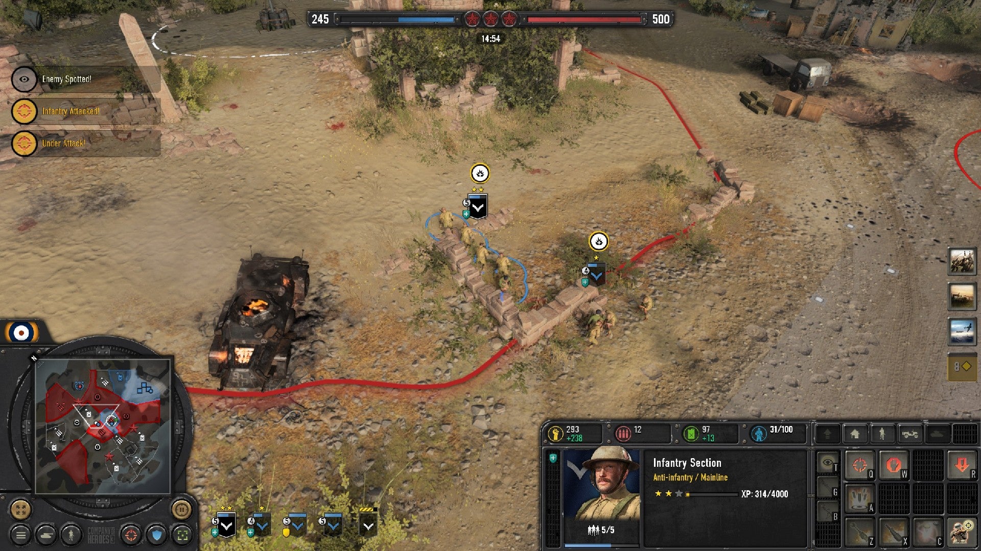Company of Heroes 3 image showing two ally units behind cover.