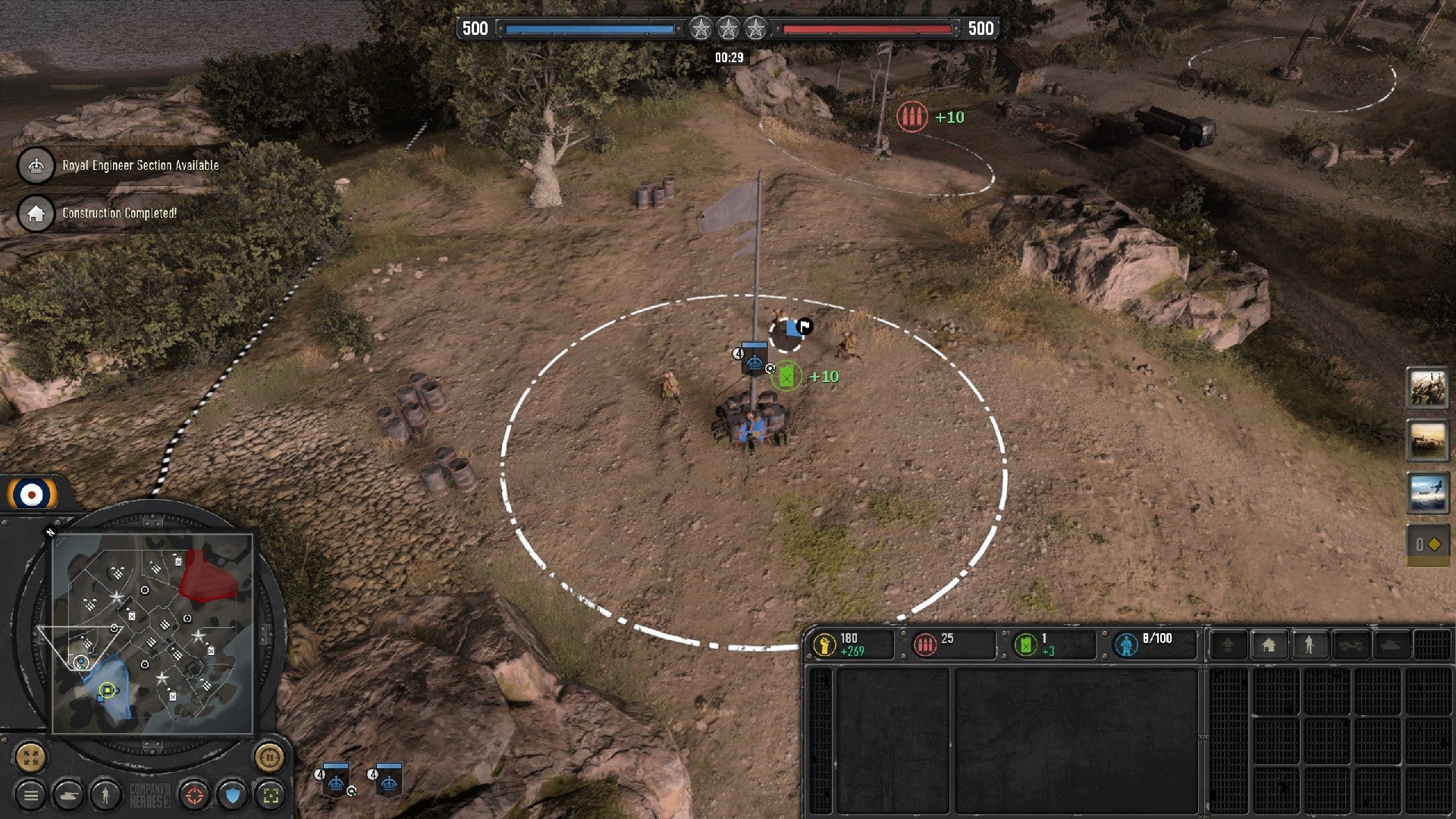 Company of Heroes 3 image showing an Engineer unit capturing a fuel point.