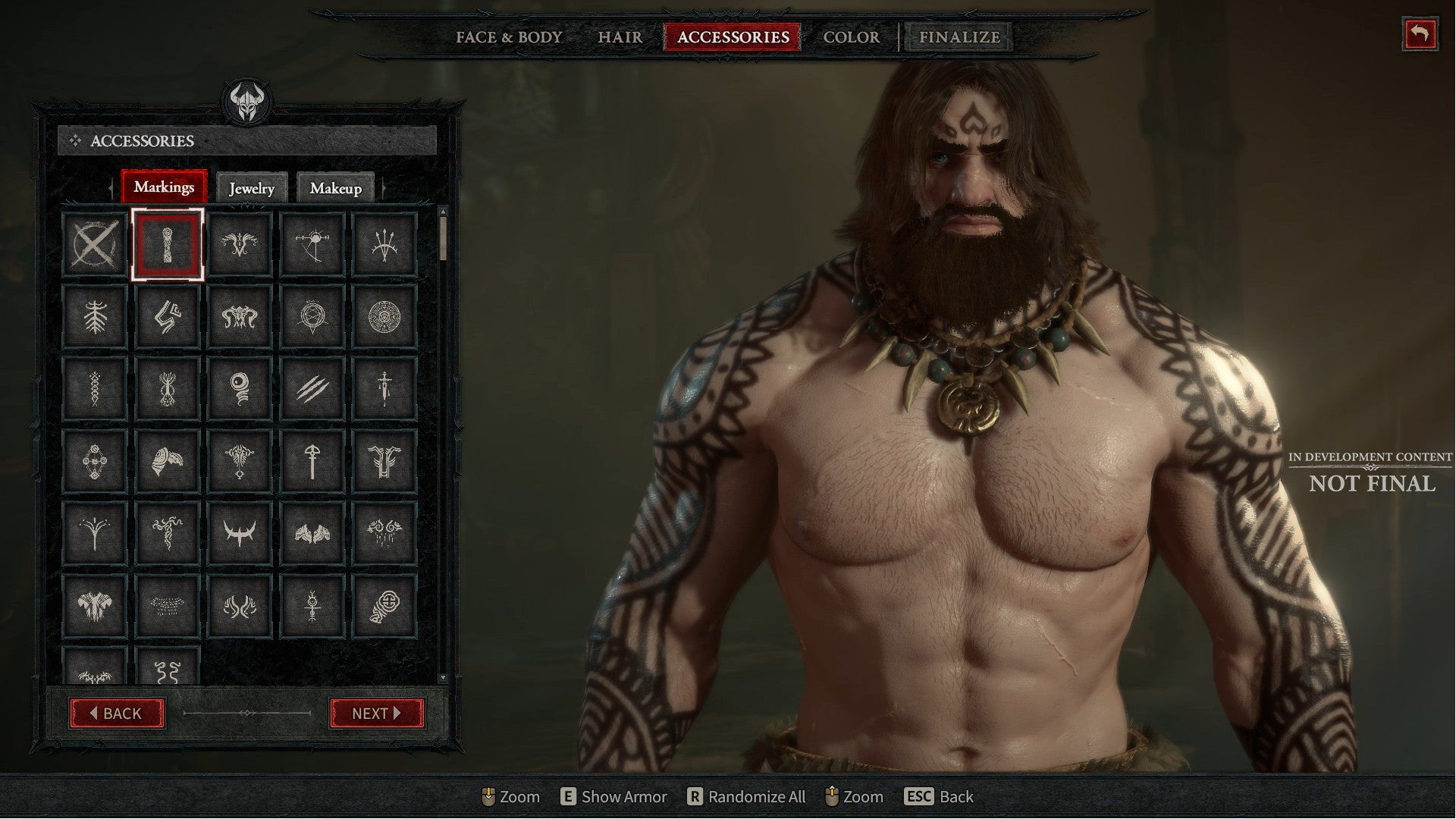 Diablo 4 image showing the Barbarian class in a customisation screen.