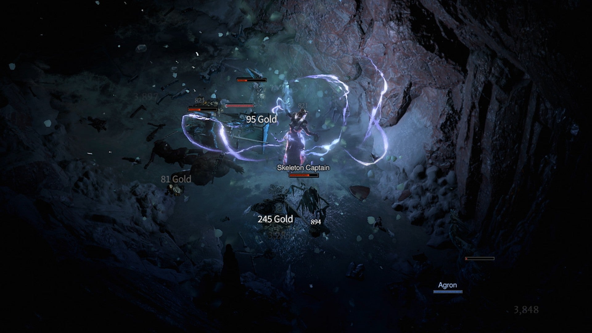 En trollkarl använder blixtbesvärjelser i en mörk fängelsehåla i Diablo 4.