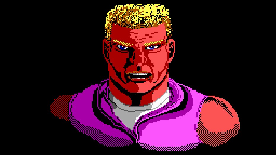 A screenshot from Duke Nukem (1991) showing Duke Nukem looking towards the player