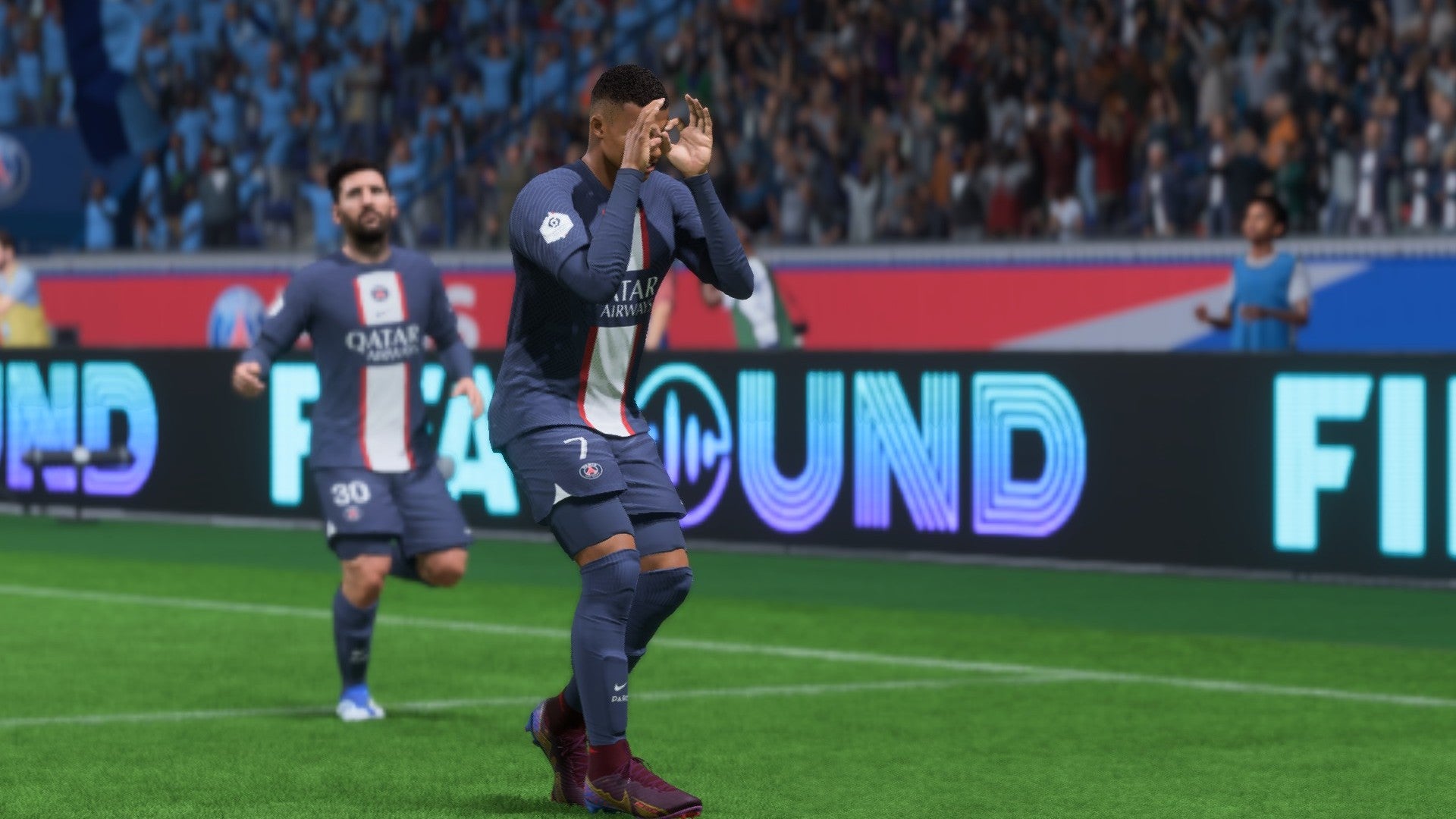 Mbappe doing the griddy in FIFA 23.
