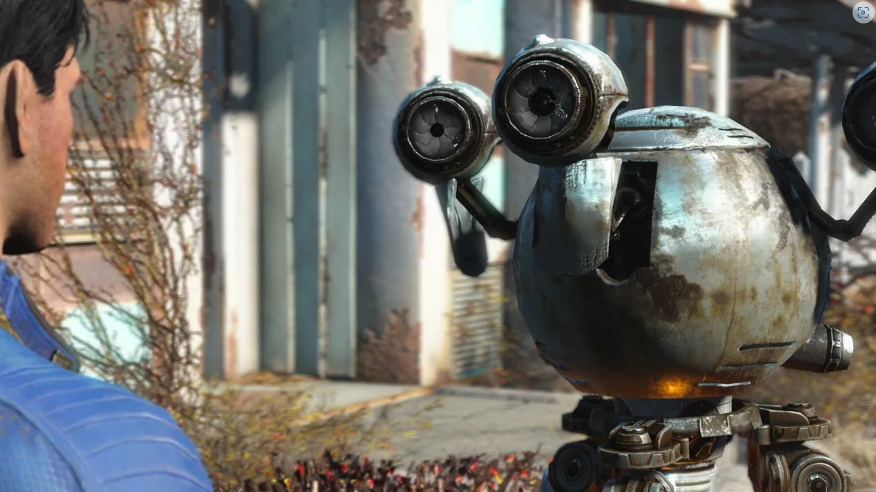 A screenshot from Fallout 4 showing Codsworth and the protagonist talking