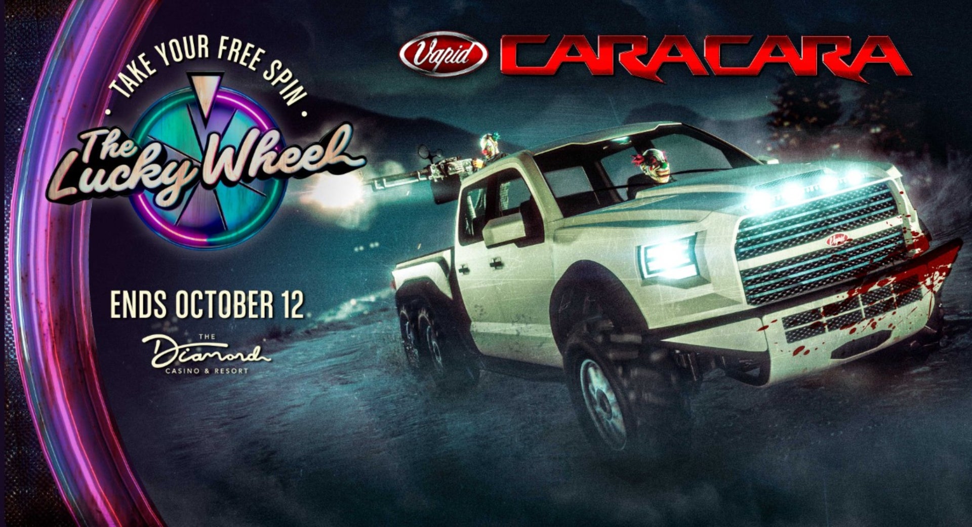 GTA Online Lucky Wheel announcement for the Vapid Caracara, ending October 12