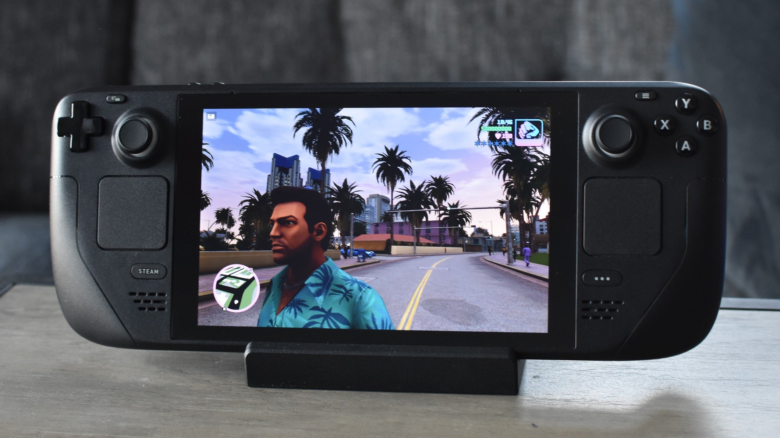 Grand Theft Auto: Vice City - Definitive Edition running on a Steam Deck.
