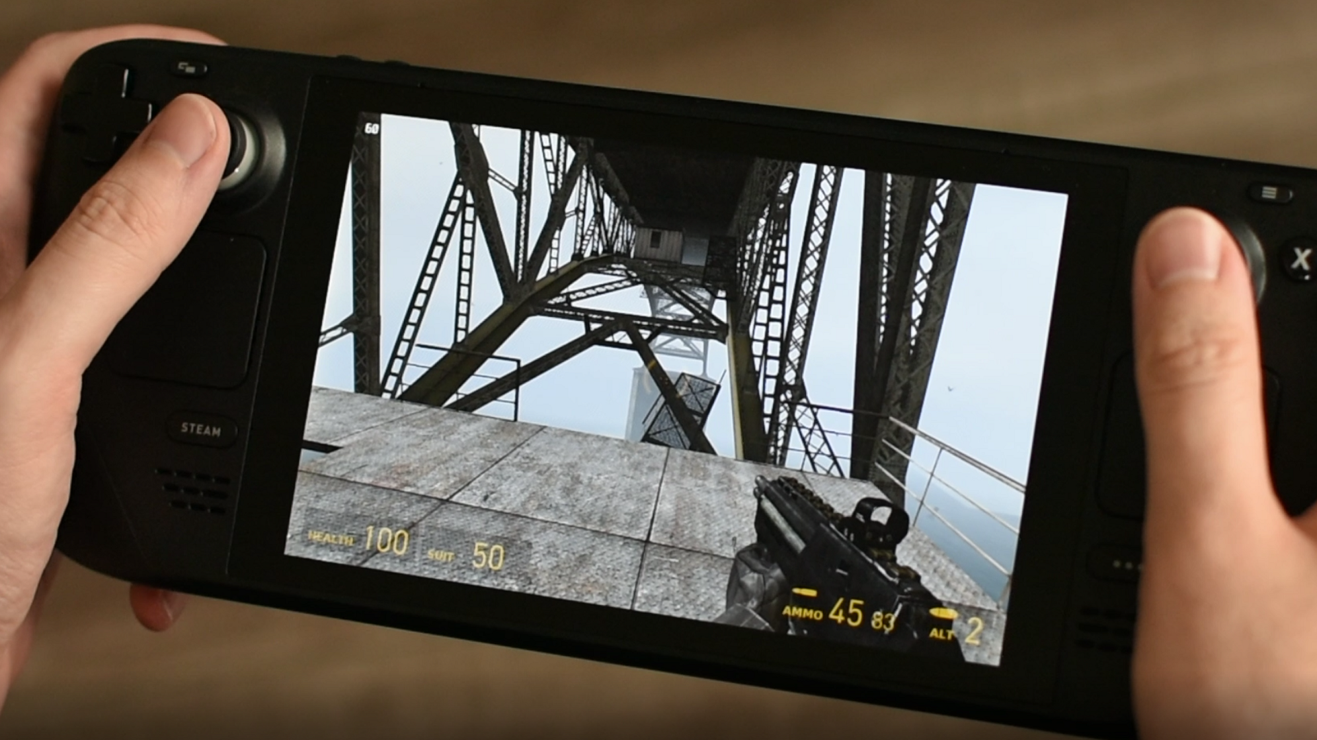 Half-Life 2 running on the Steam Deck.