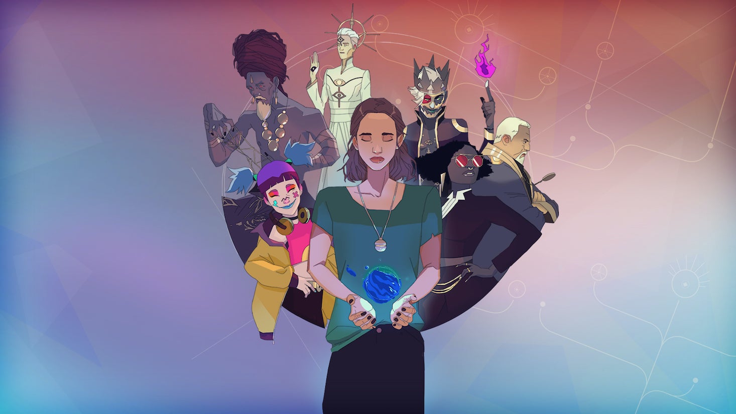 Key art from Harmony: The Fall Of Reverie showing Polly and the rest of the cast