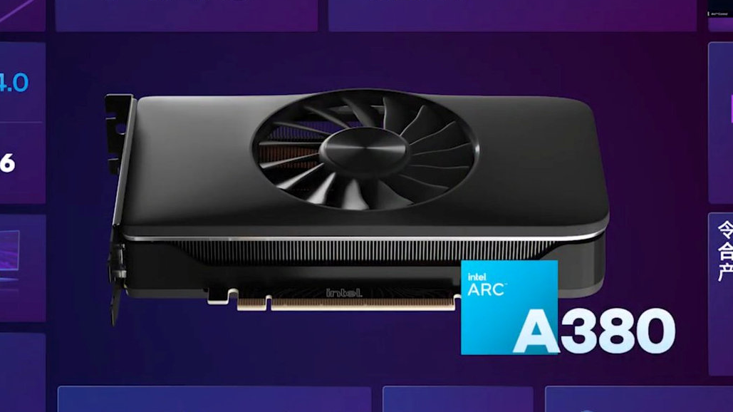 A render of the Intel Arc A380 graphics card as it appears in a Chinese press release.