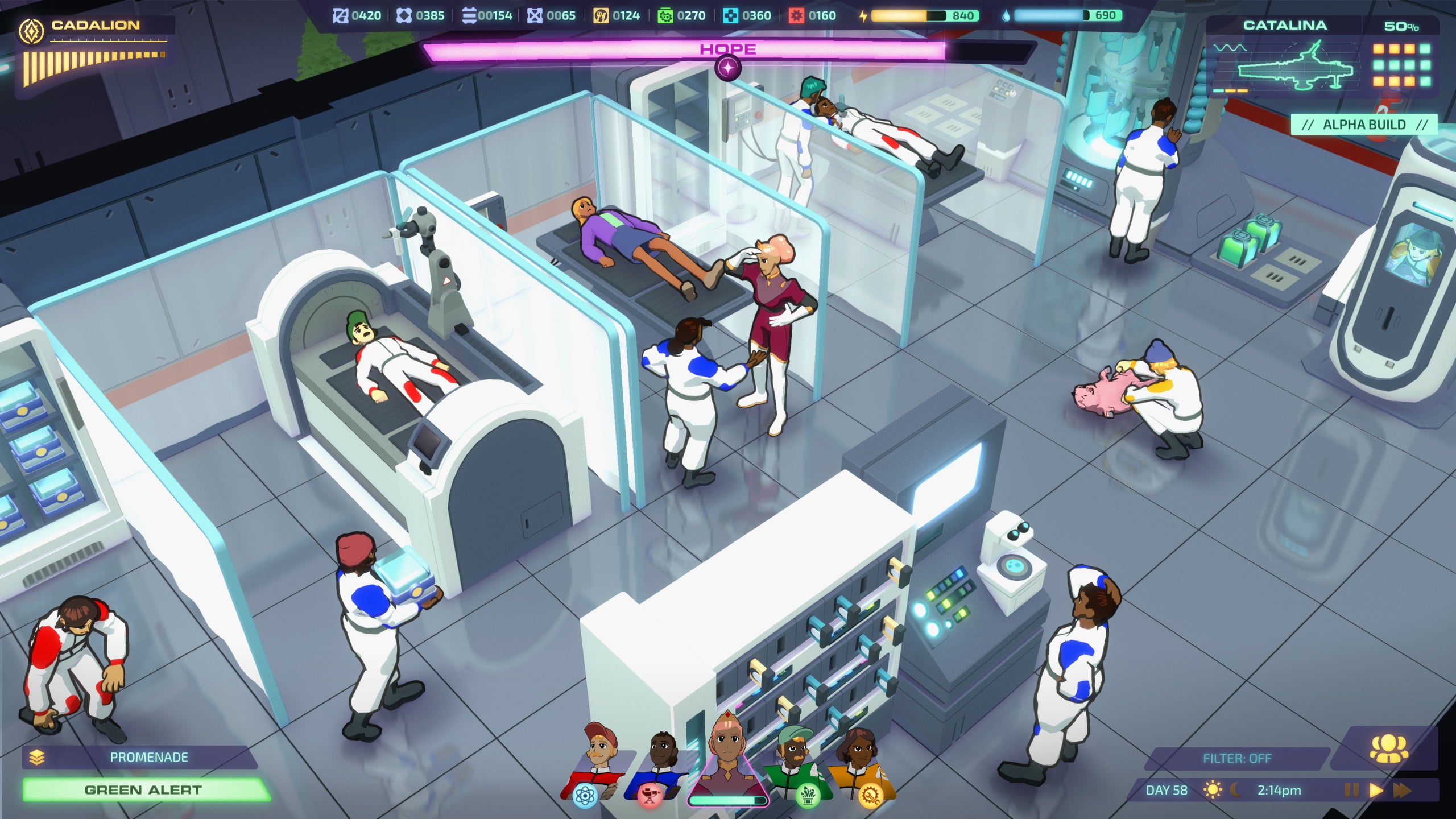 A medical bay on board a space ship in Jumplight Odyssey