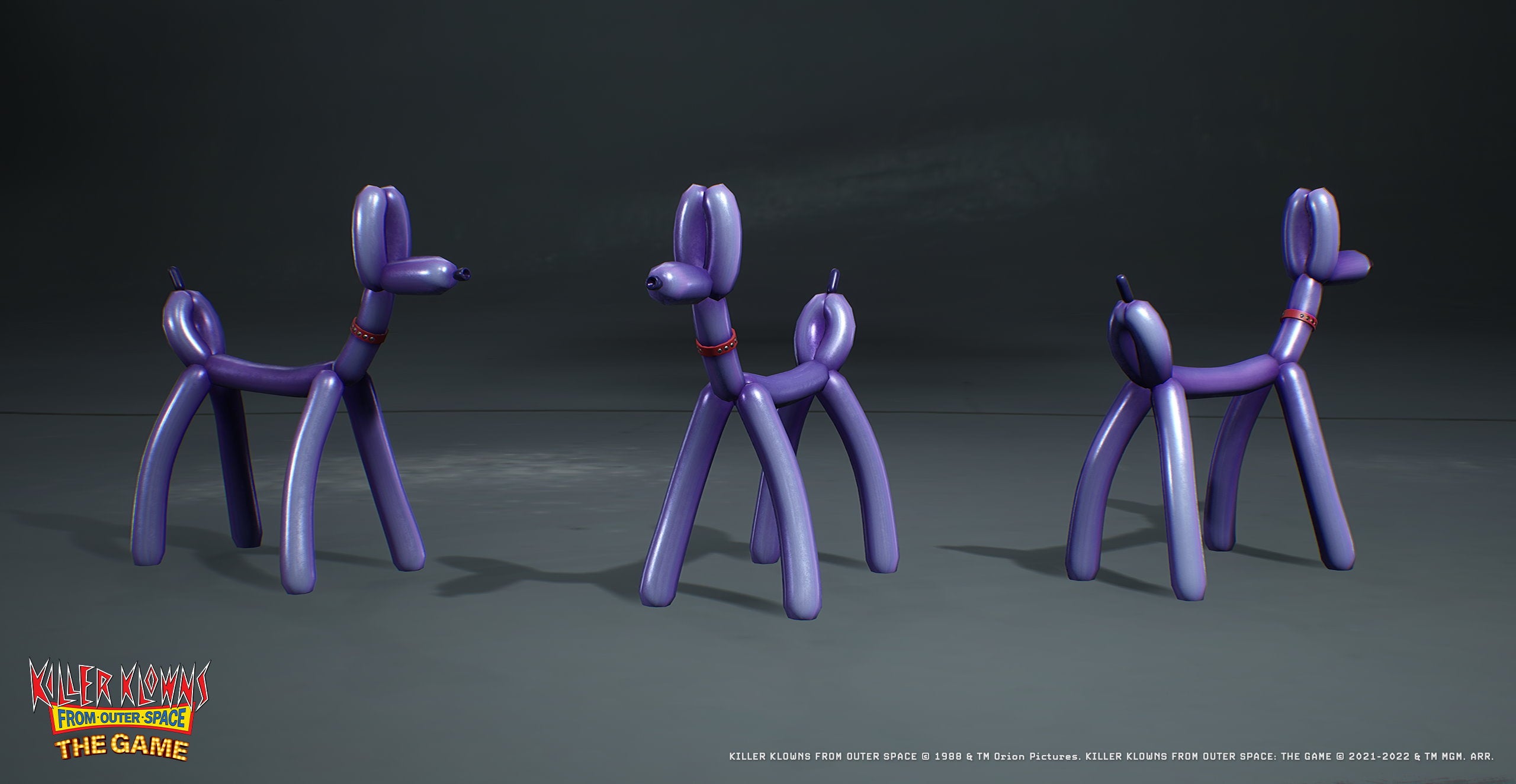 Concept art of a purple balloon dog from Killer Klowns From Outer Space: The Game