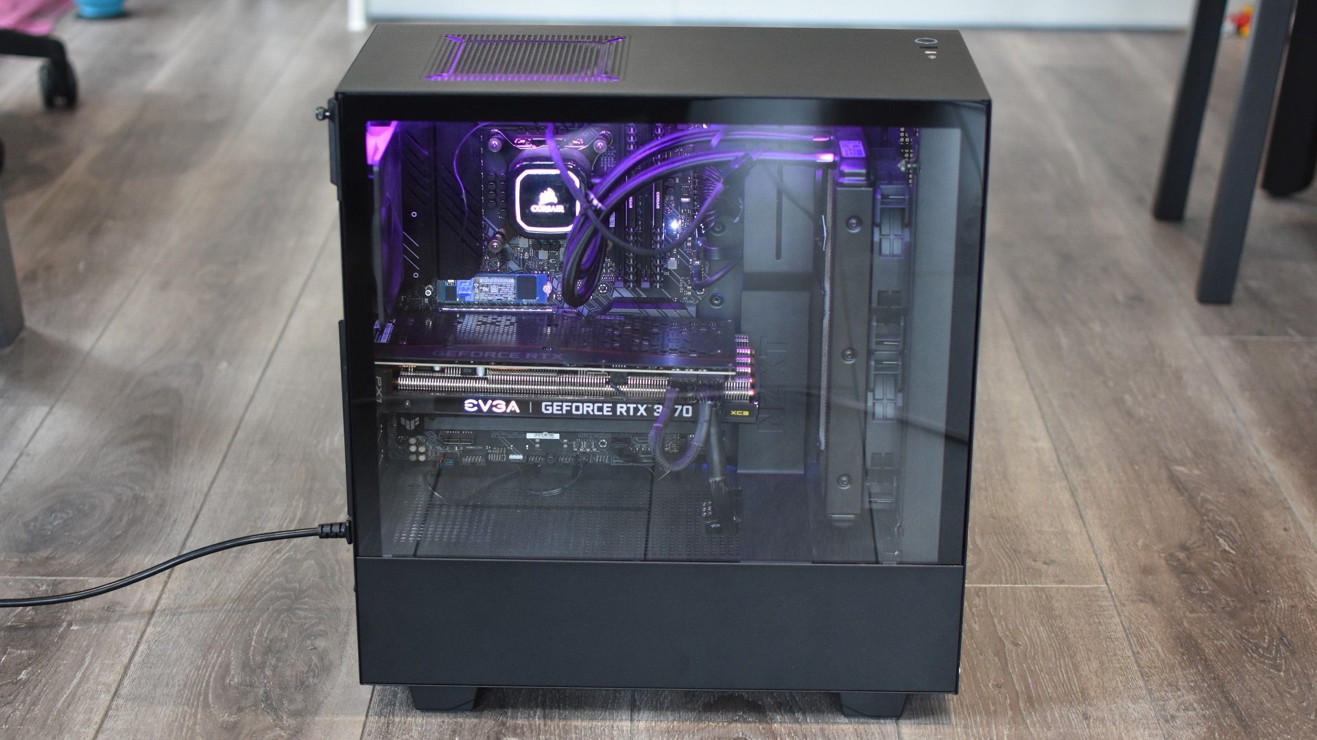 Pre-built desktop gaming PC with NZXT case and RTX 3070 GPU.