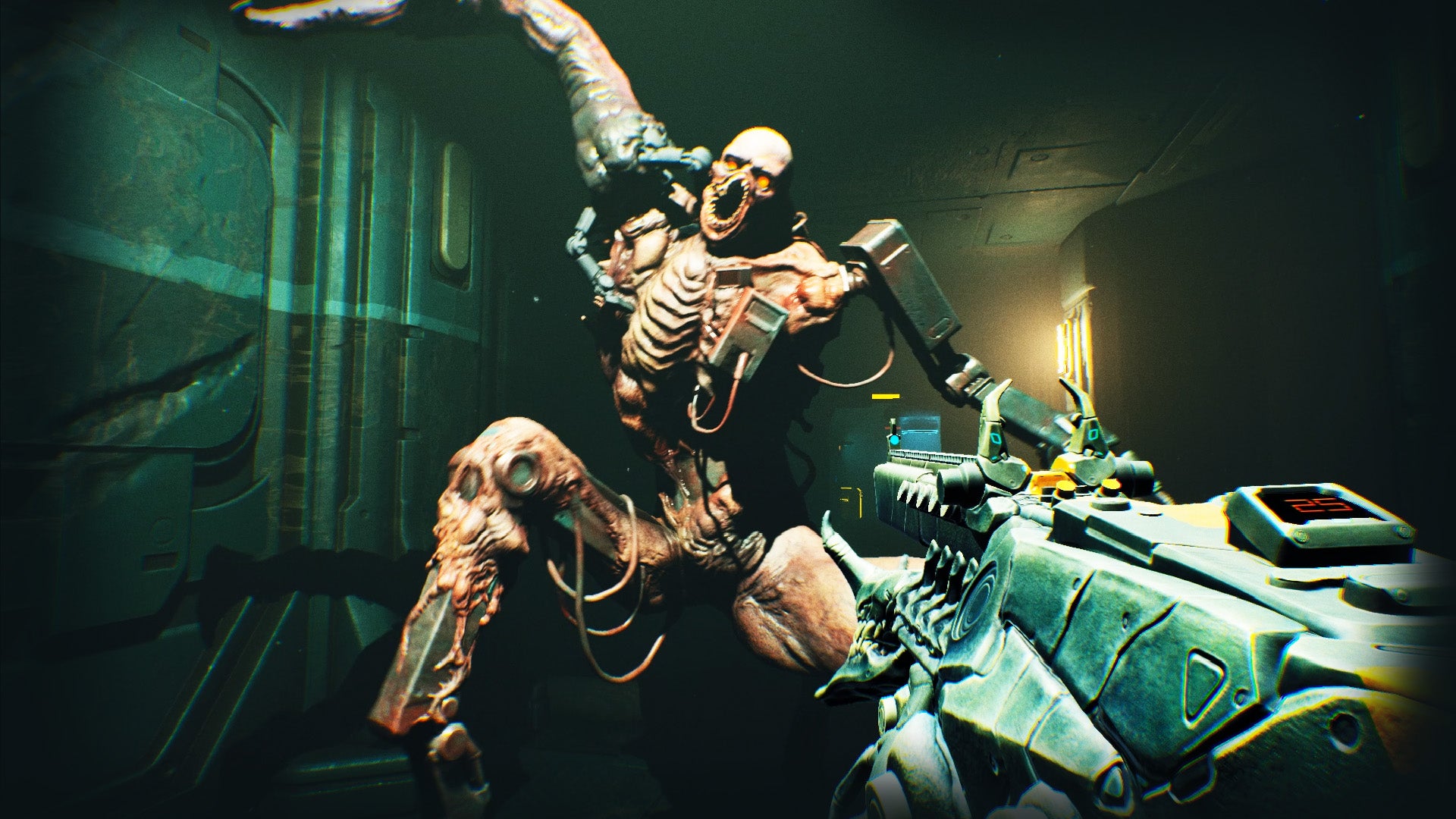 A mutant attacks the player in Ripout.