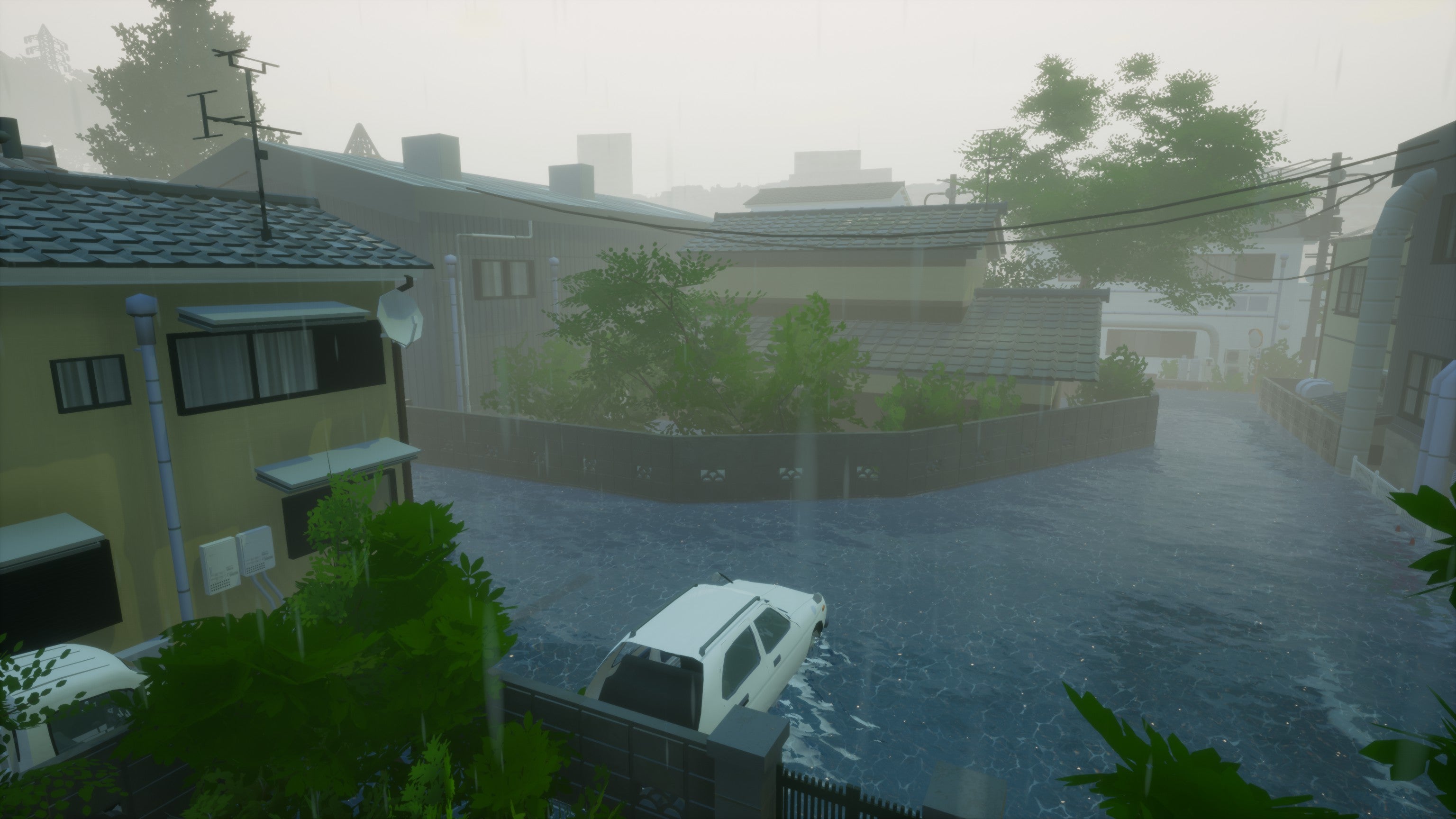 A flooded urban street in Rainy Season