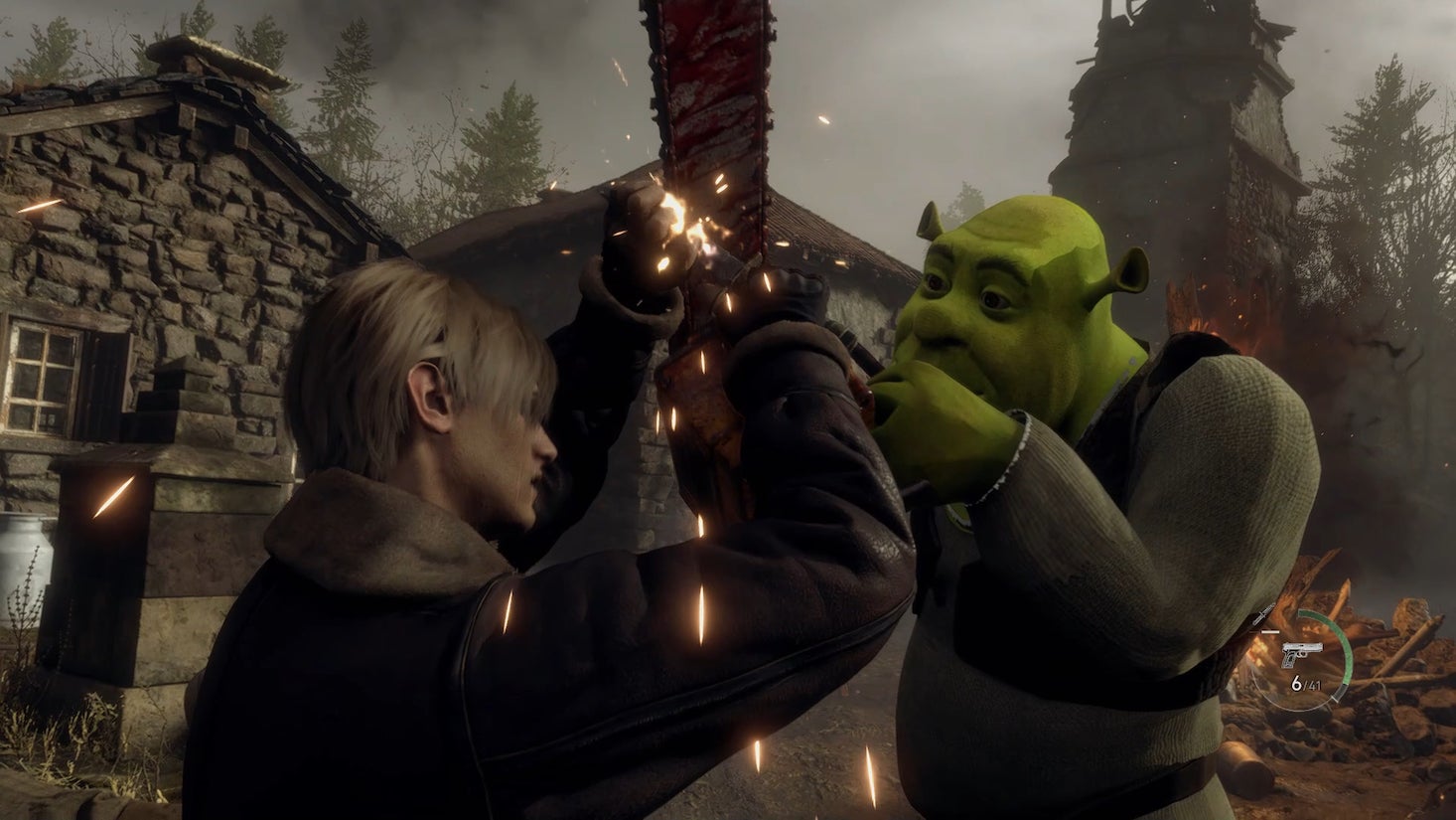 Lute contra o Shrek empunhando uma serra elétrica neste mod de demonstração de Resident Evil 4