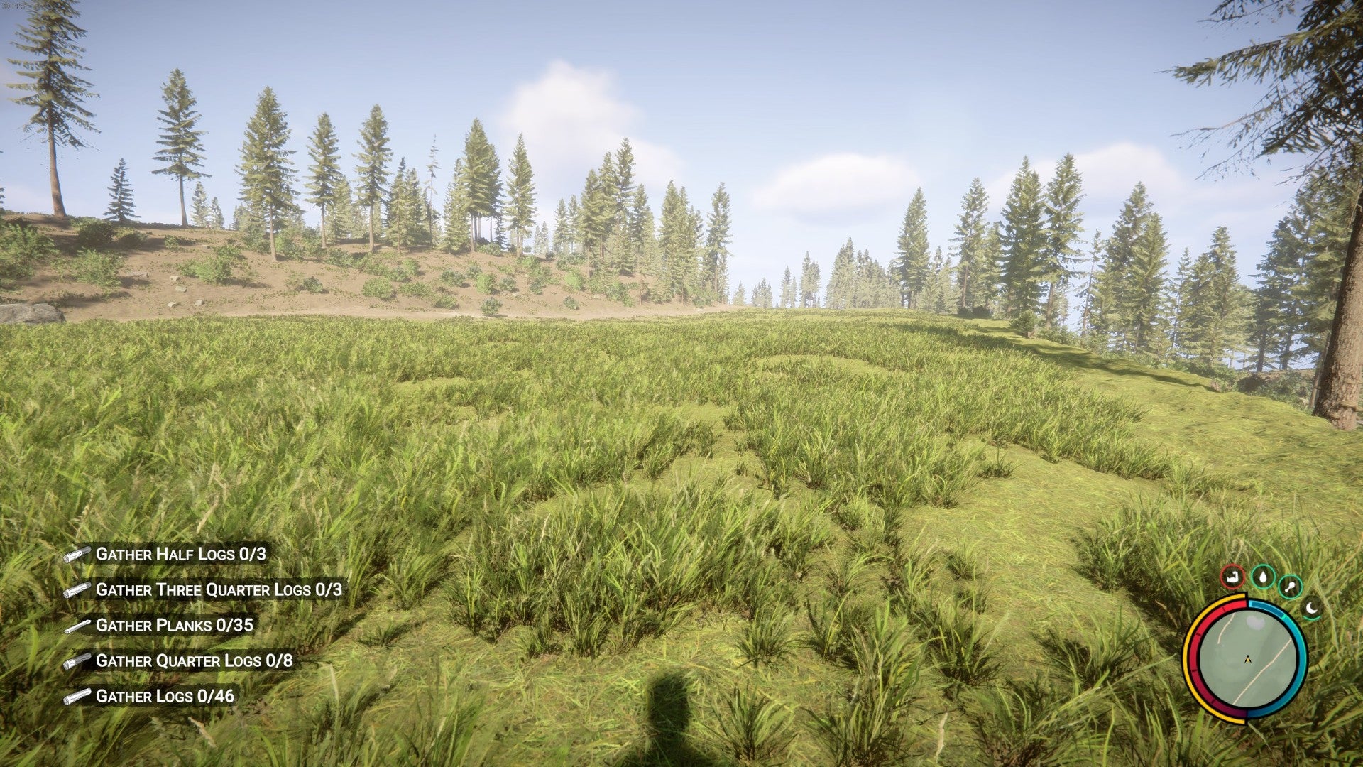 A player stares out over a flat stretch of empty land in Sons of the Forest.