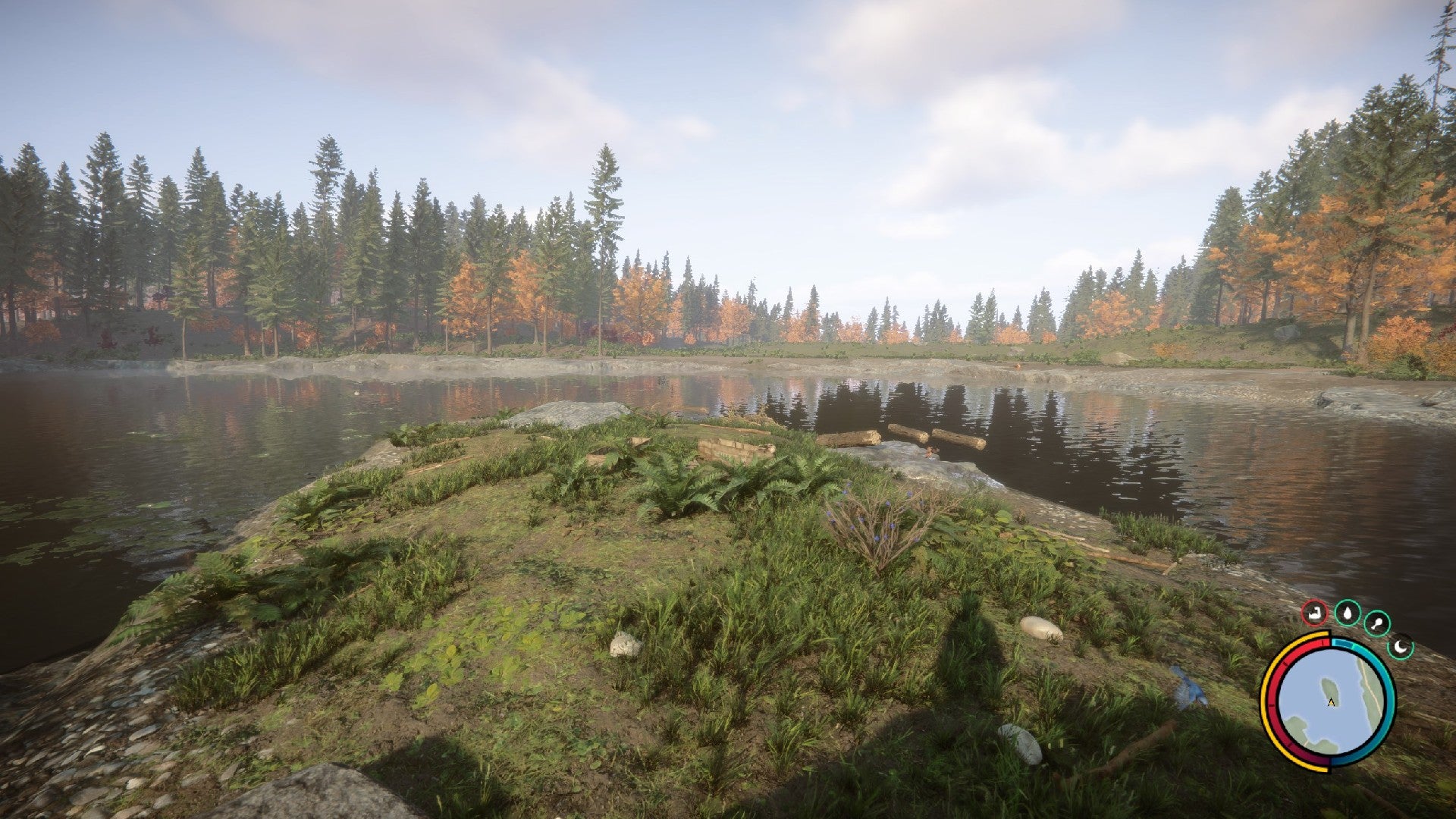A player stares over a small island in Sons of the Forest.