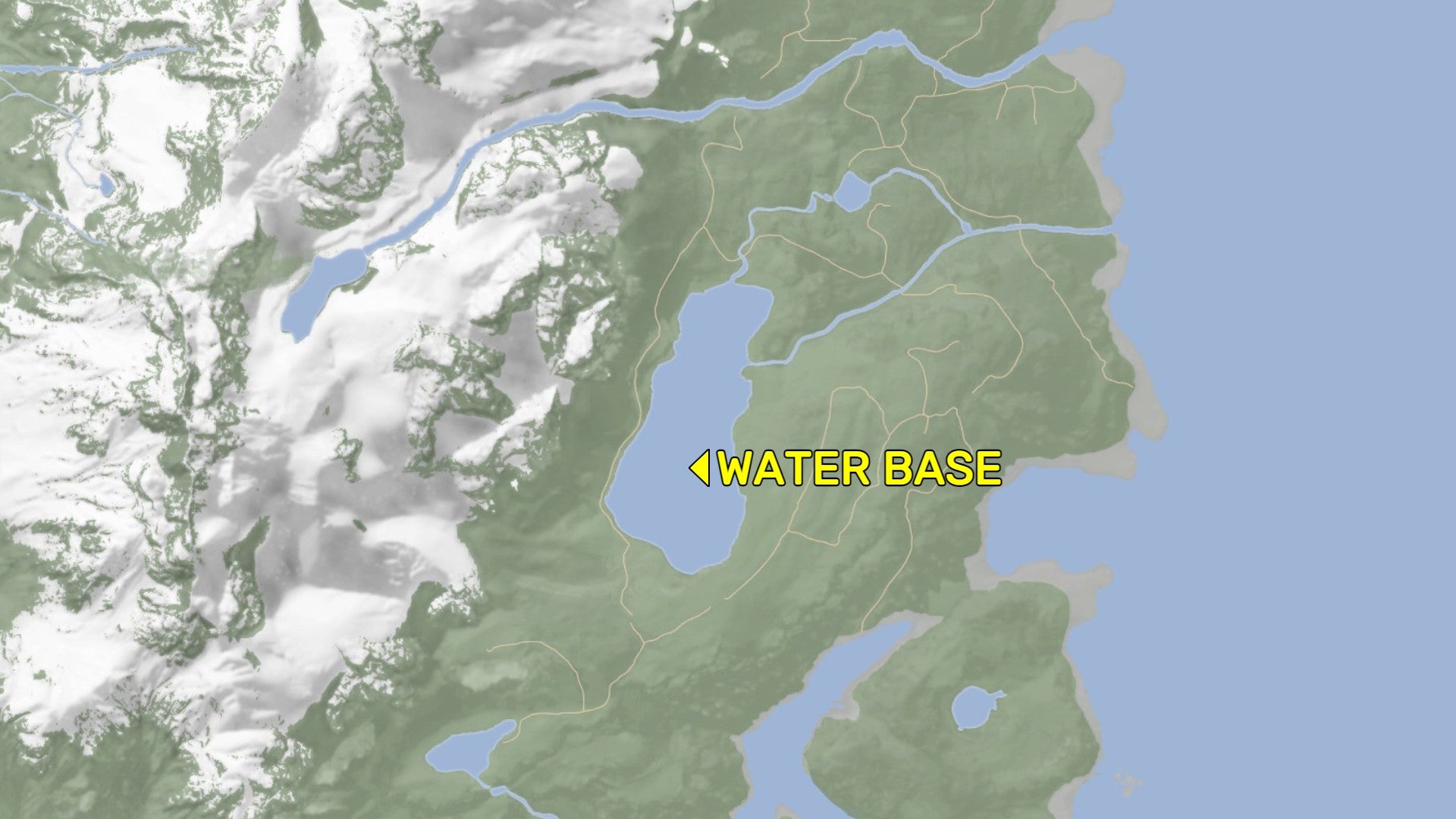 A map denoting the location of a water base location in Sons of the Forest.