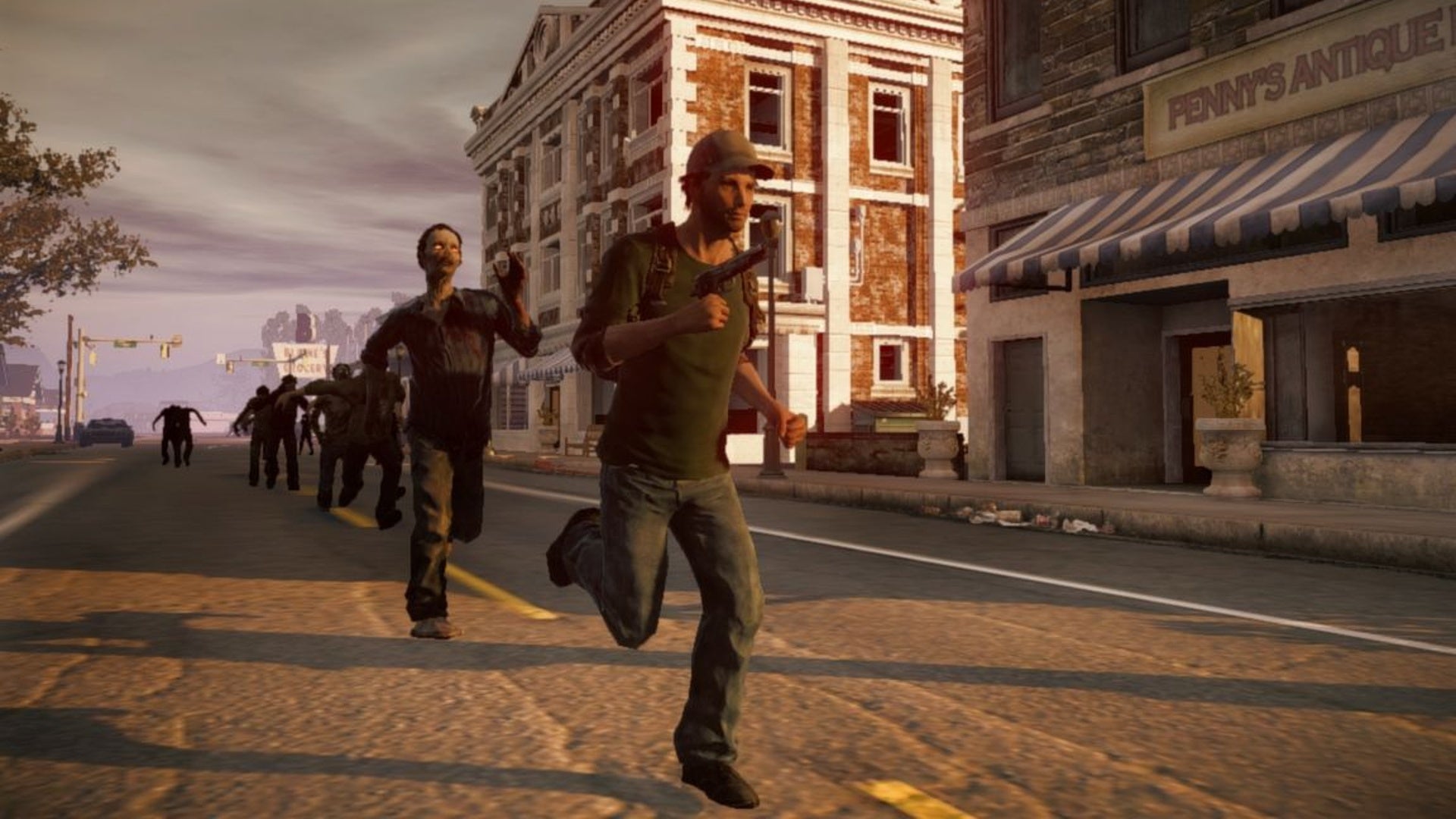 A man running away from zombies in State Of Decay.