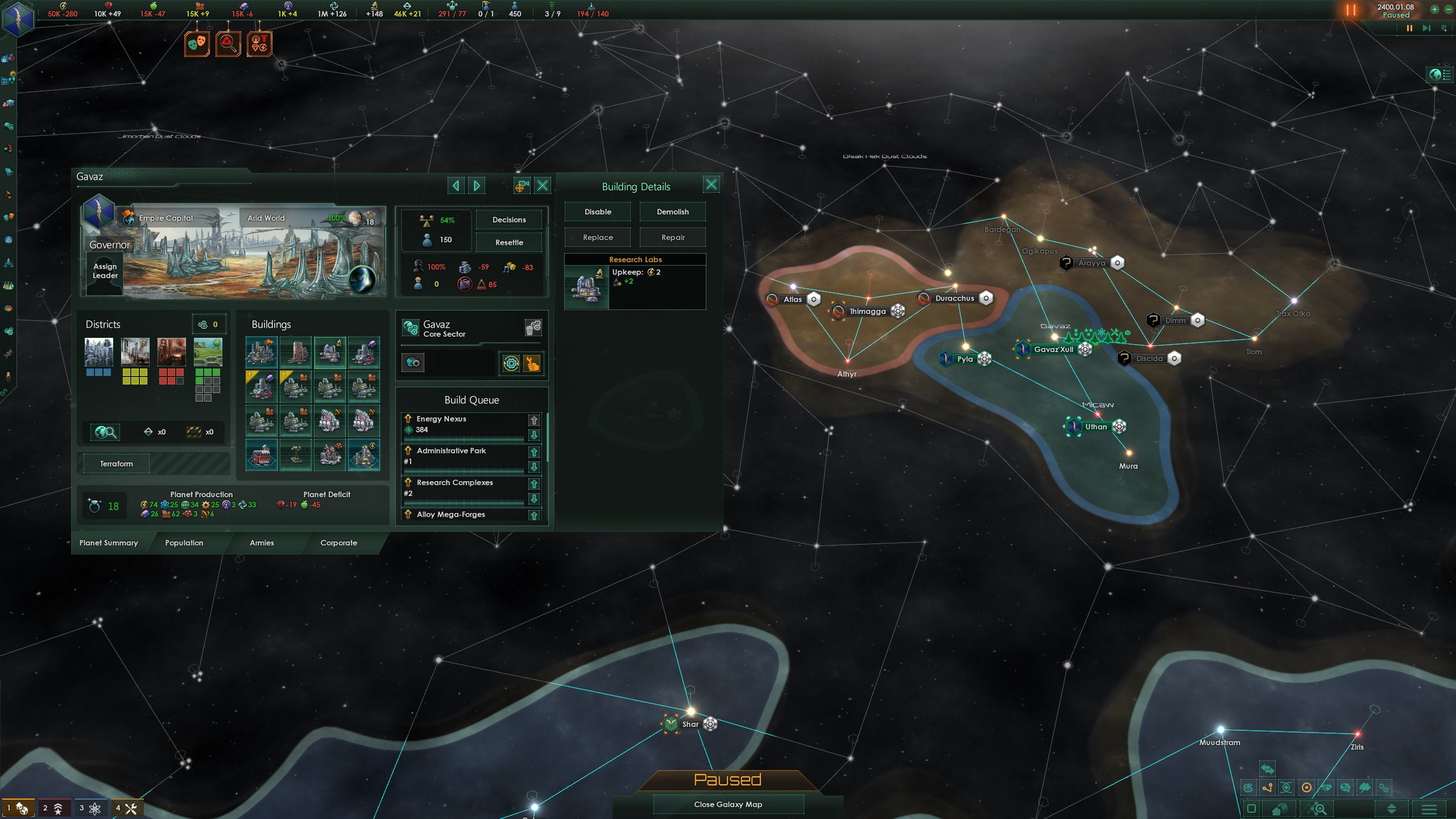 A map of a solar system in Stellaris from 2020.