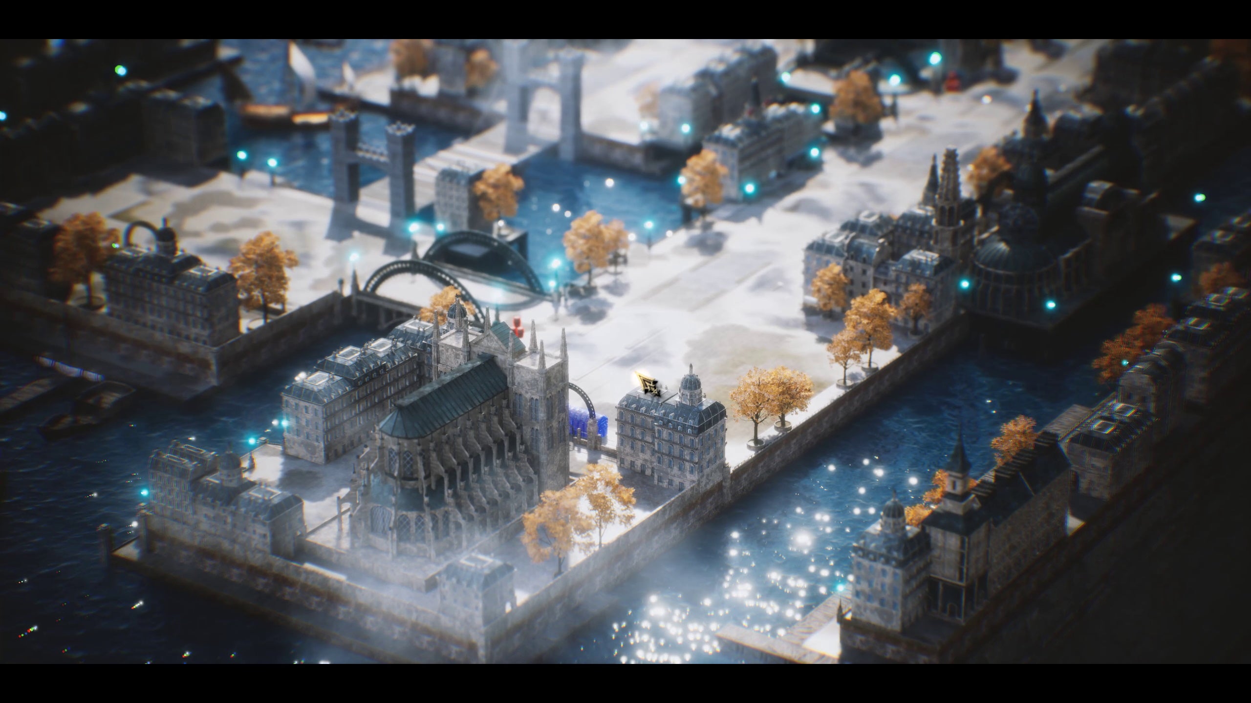A detailed cityscape in The DioField Chronicle