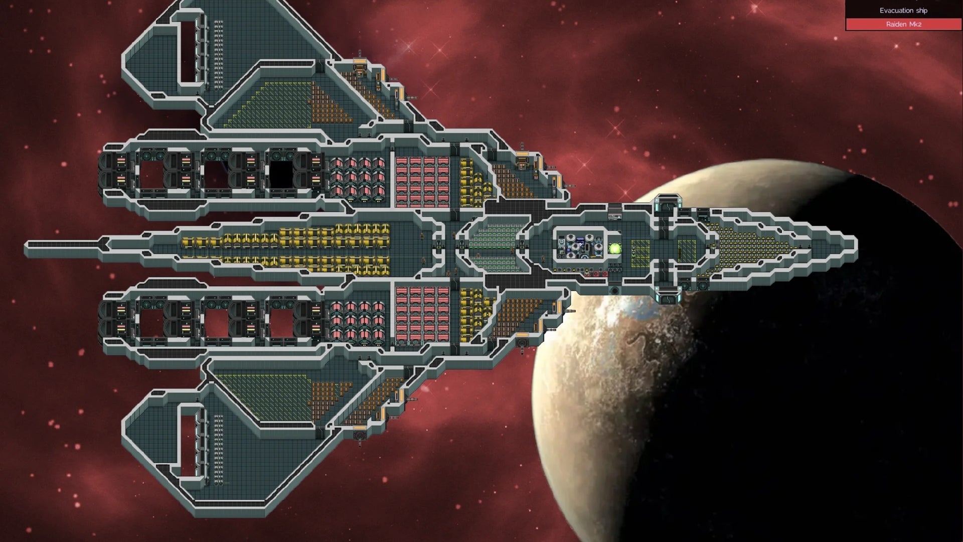 Screenshot from The Last Starship showing a vessel flying through space in front of a lifeless planet