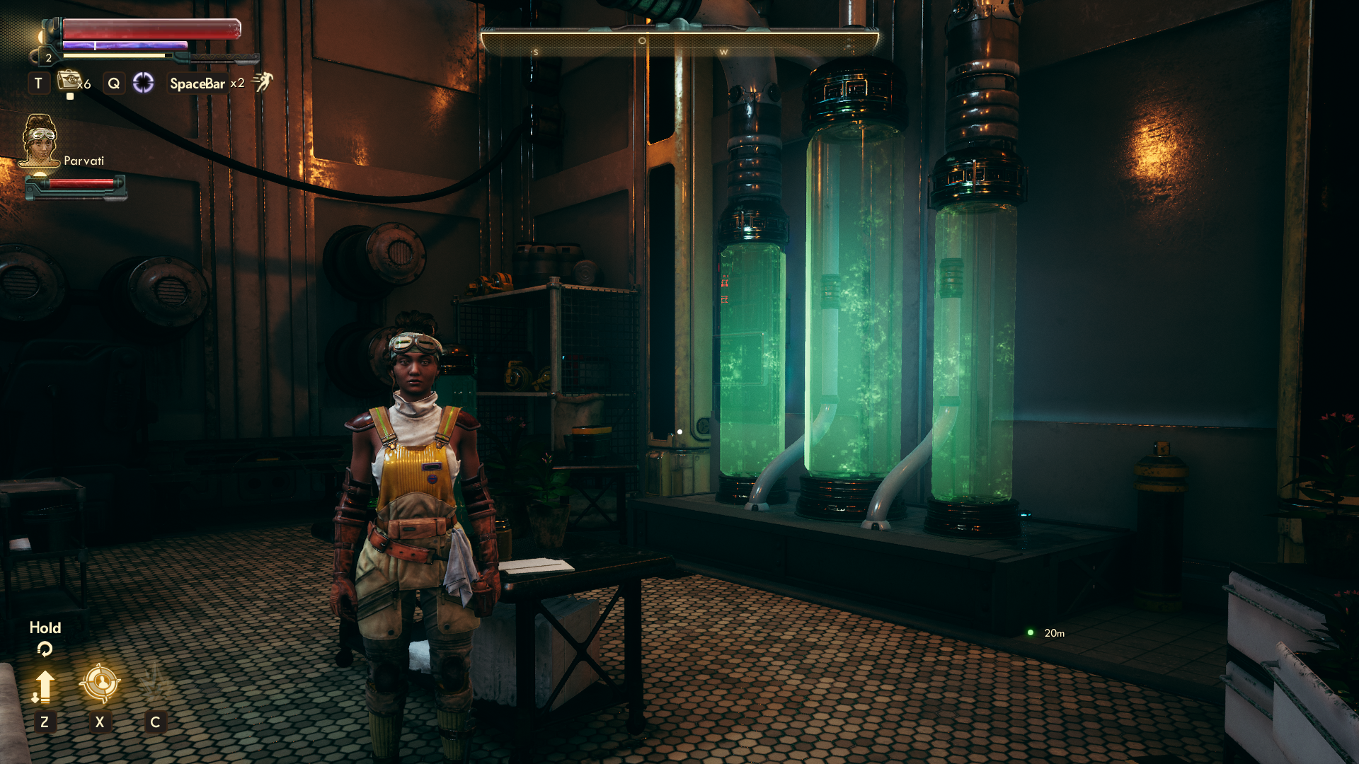 A labratory in The Outer Worlds: Spacer’s Choice Edition, showing three glowing tubes.