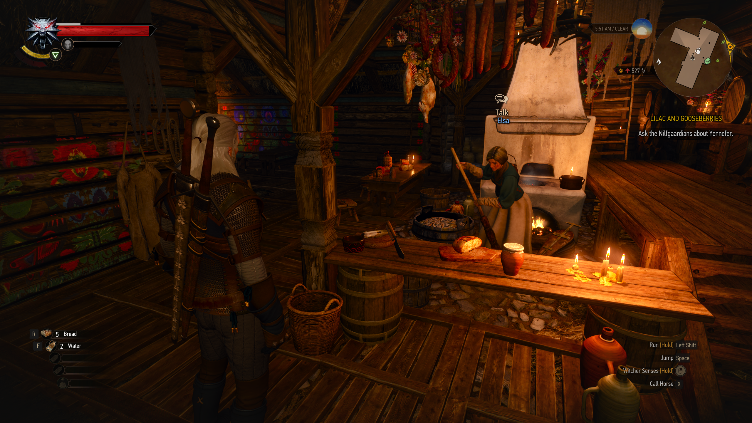 A tavern in The Witcher 3: Wild Hunt, running on Ultra mode without ray tracing.