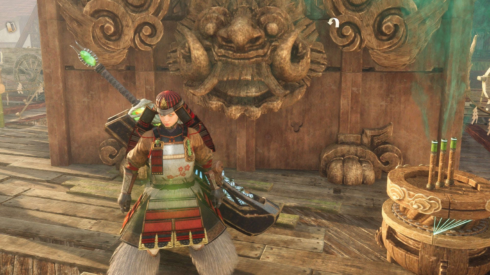 Wild Hearts image showing a player next to the Healing Mist and Bulwark Fusion Karakuri.