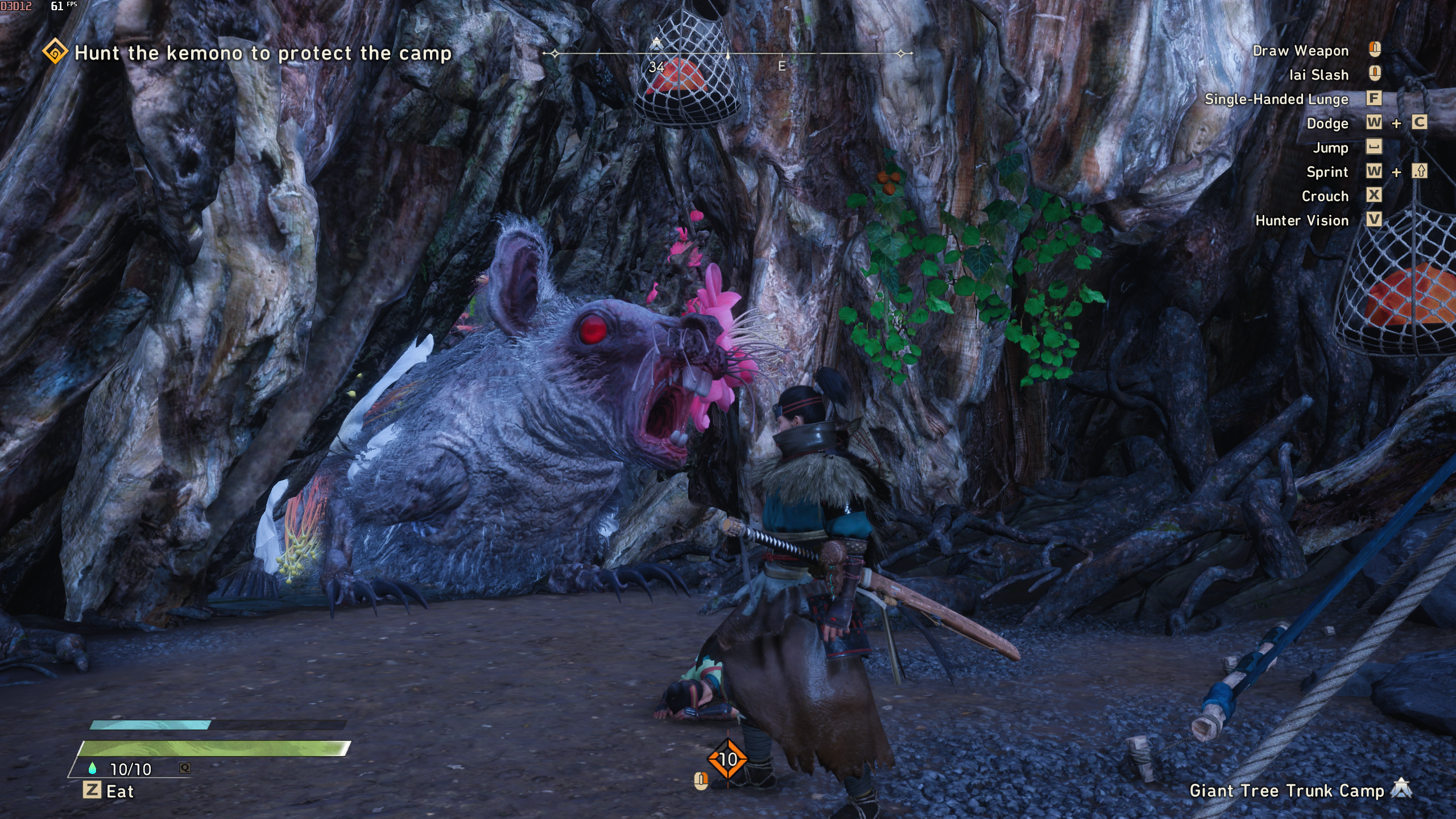 A Ragetail Kemono attacks the player in Wild Hearts.