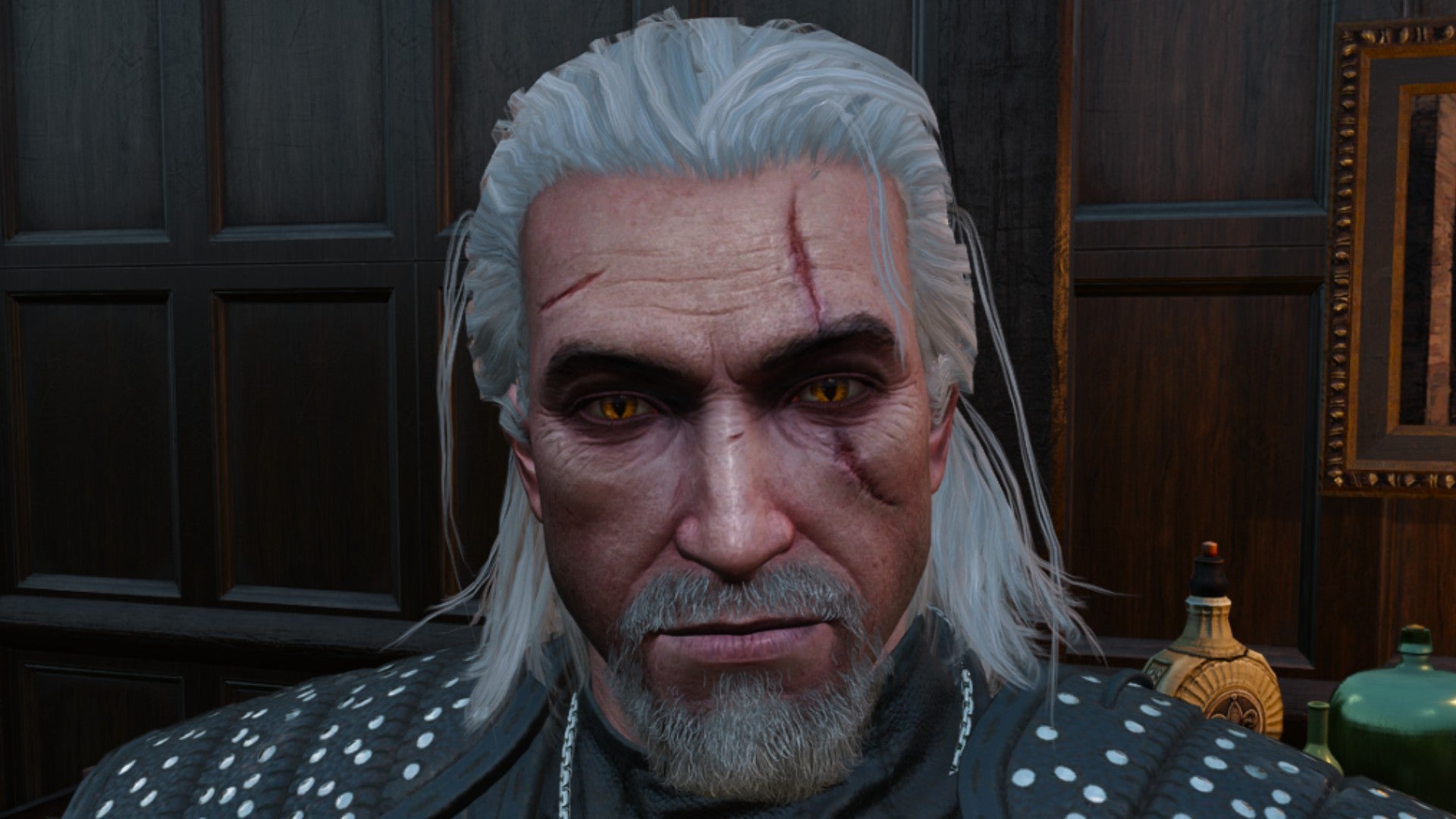 Imagen de Witcher 3 que muestra a Geralt con perilla.