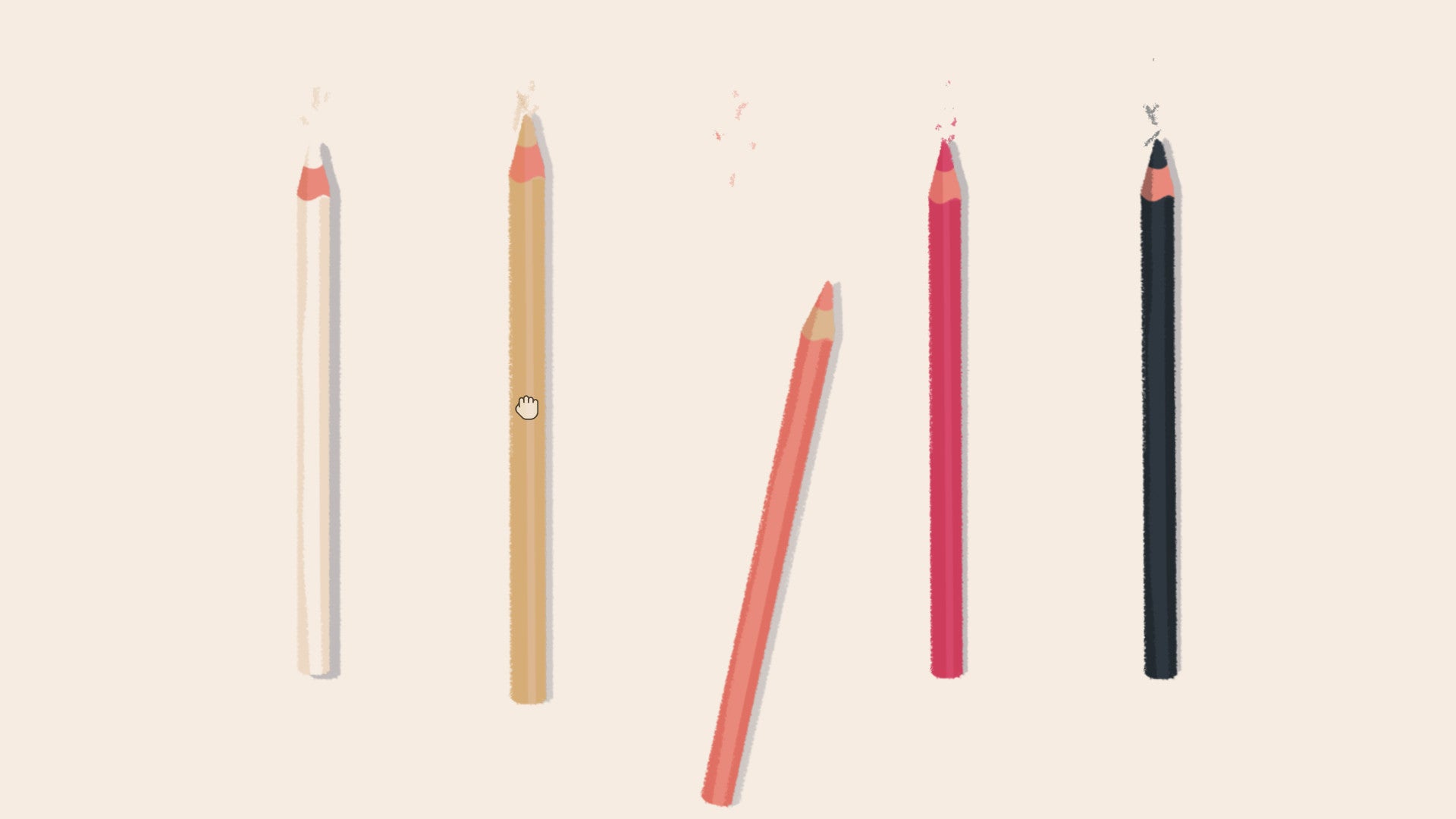 A set of pencils, with one slightly askew, in A Little To The Left