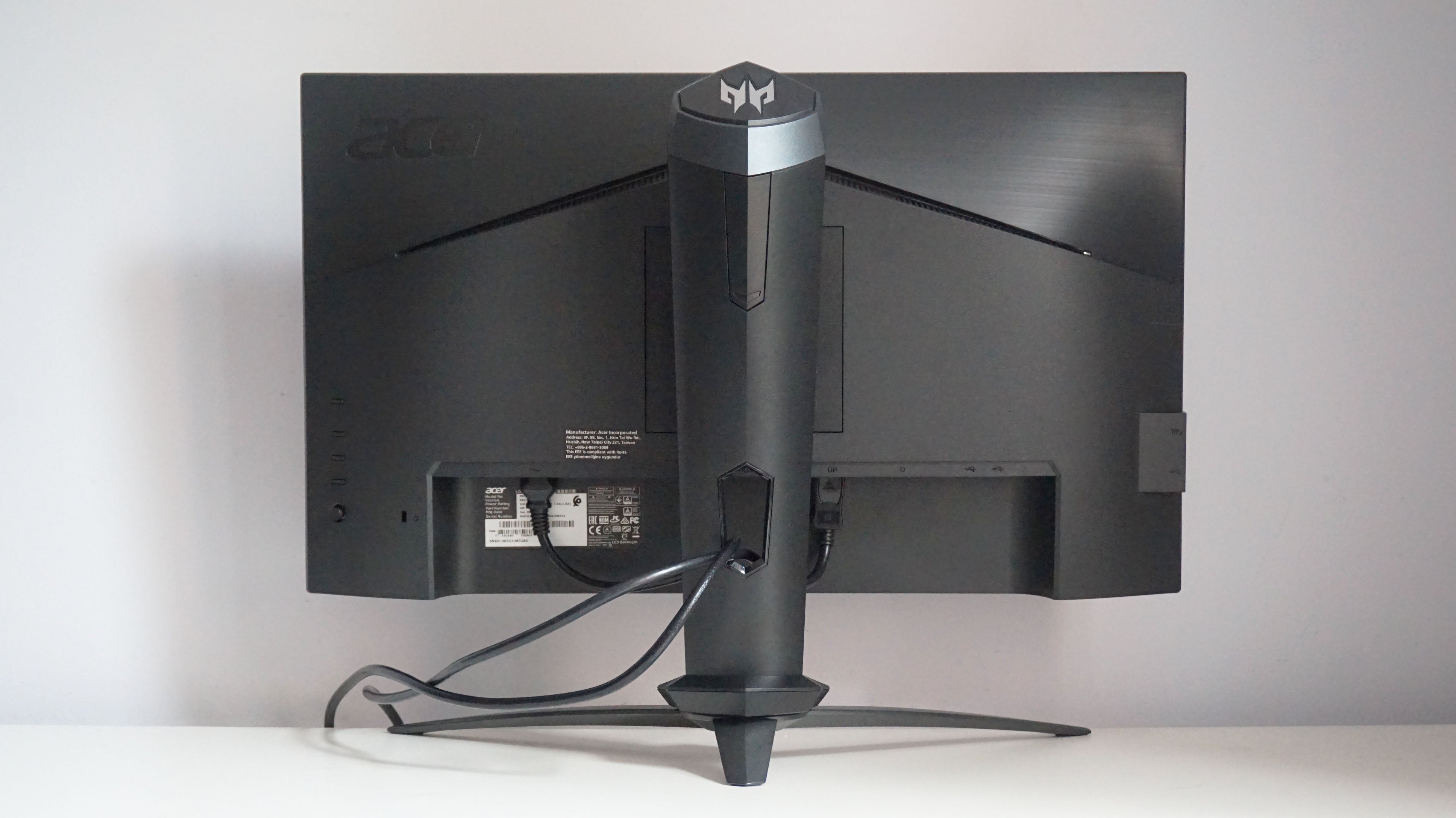 A photo of the Acer Predator XB253Q gaming monitor from the back