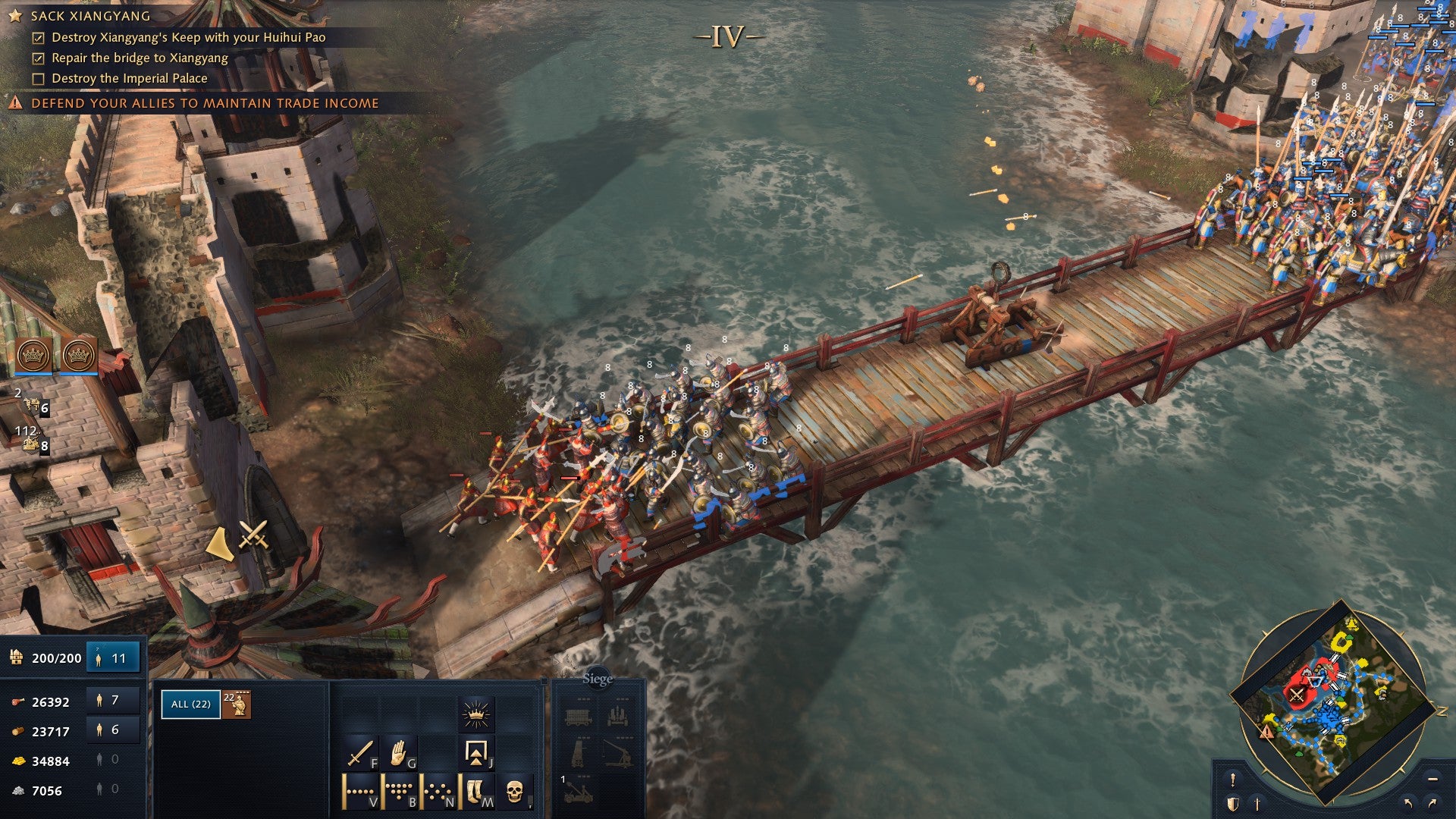 A fight on a river bridge in Age Of Empires 4