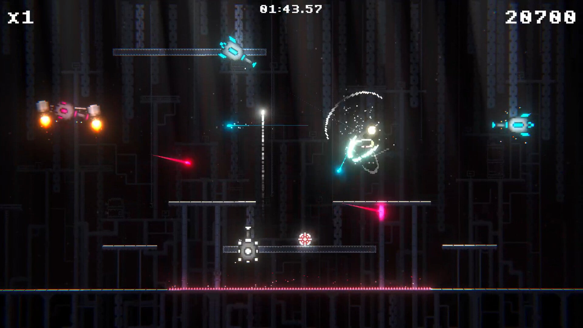 Parrying bullets with a katana in cyberspace in an Agent In Depth screenshot.