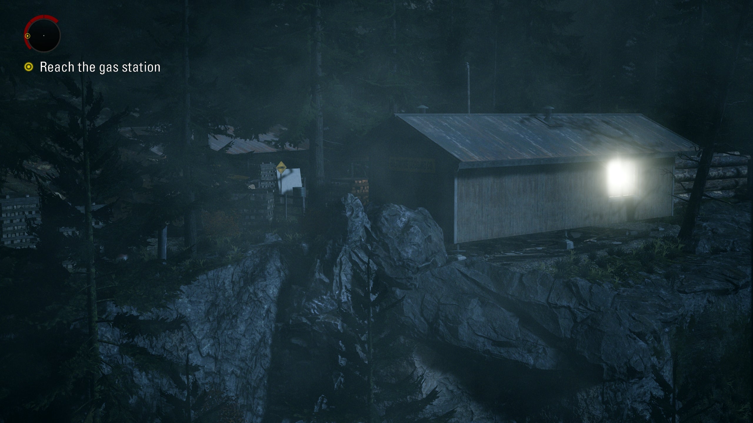 A screenshot of a logging facility in Alan Wake Remastered.