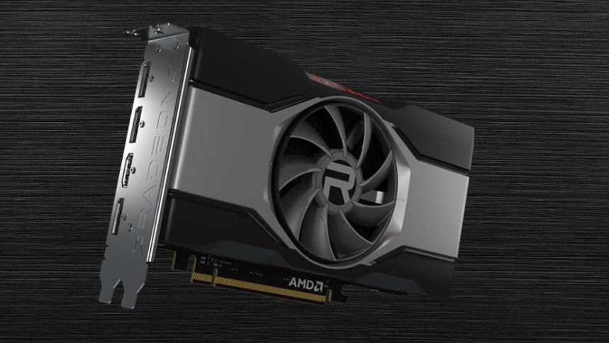 A render of the AMD Radeon RX 6600 reference design.