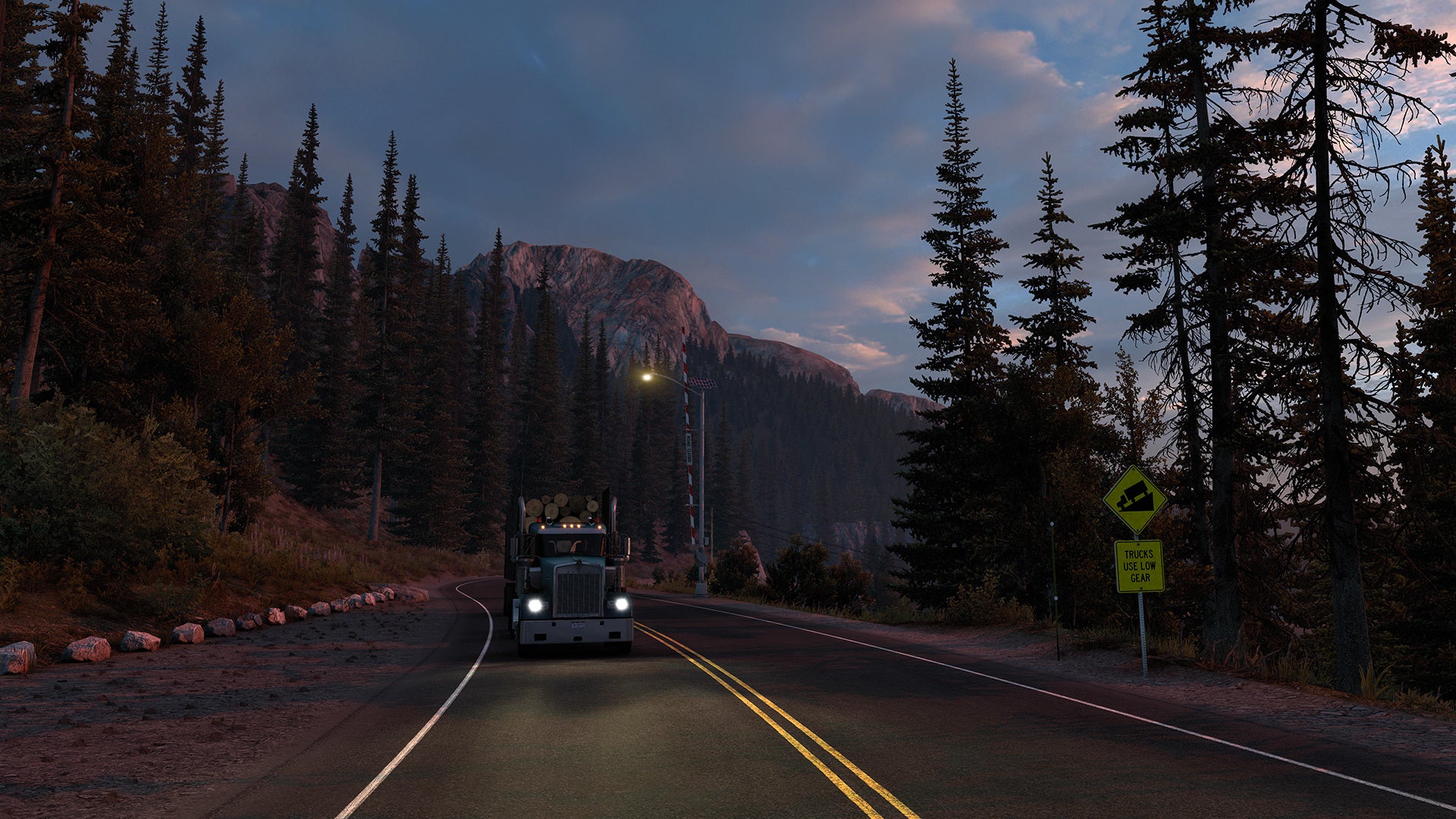 An American Truck Simulator screenshot showing the new lighting system.