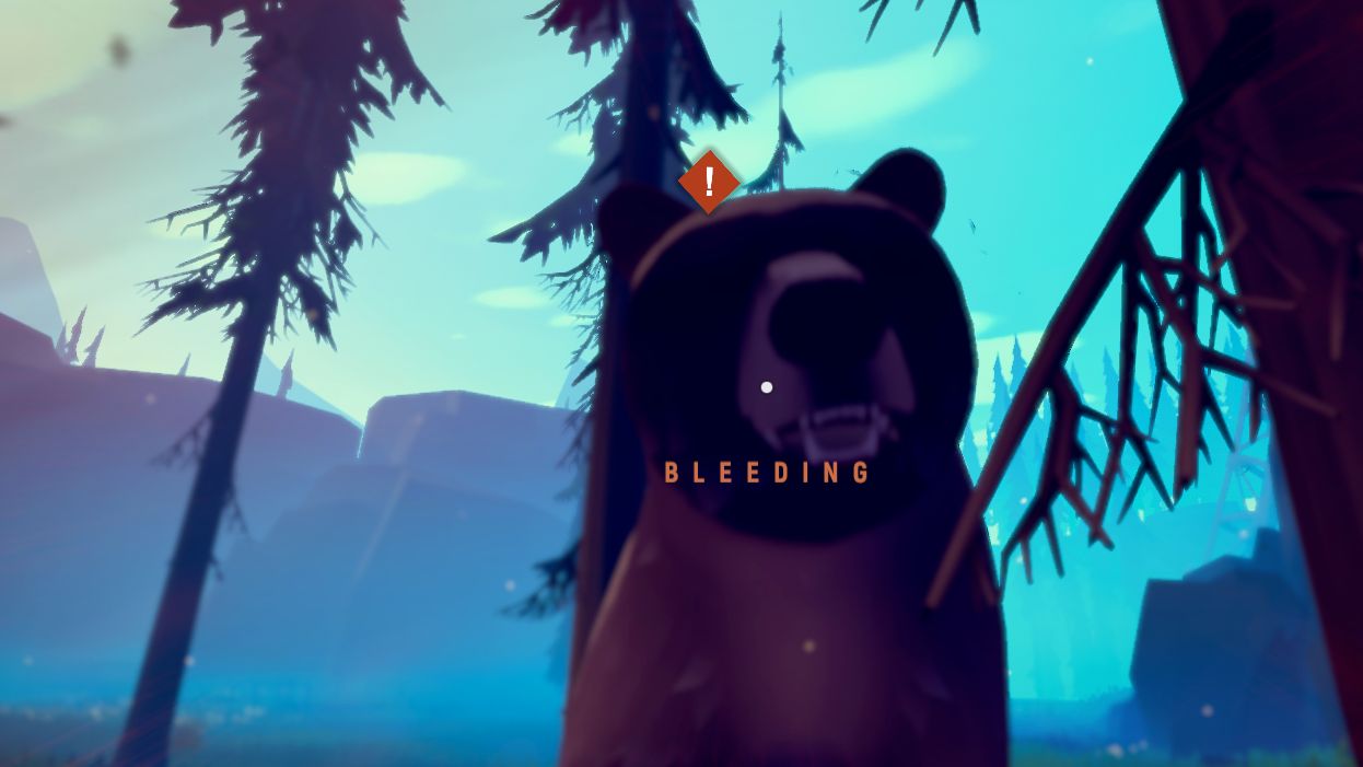 Um urso atacando o jogador em Between Trees