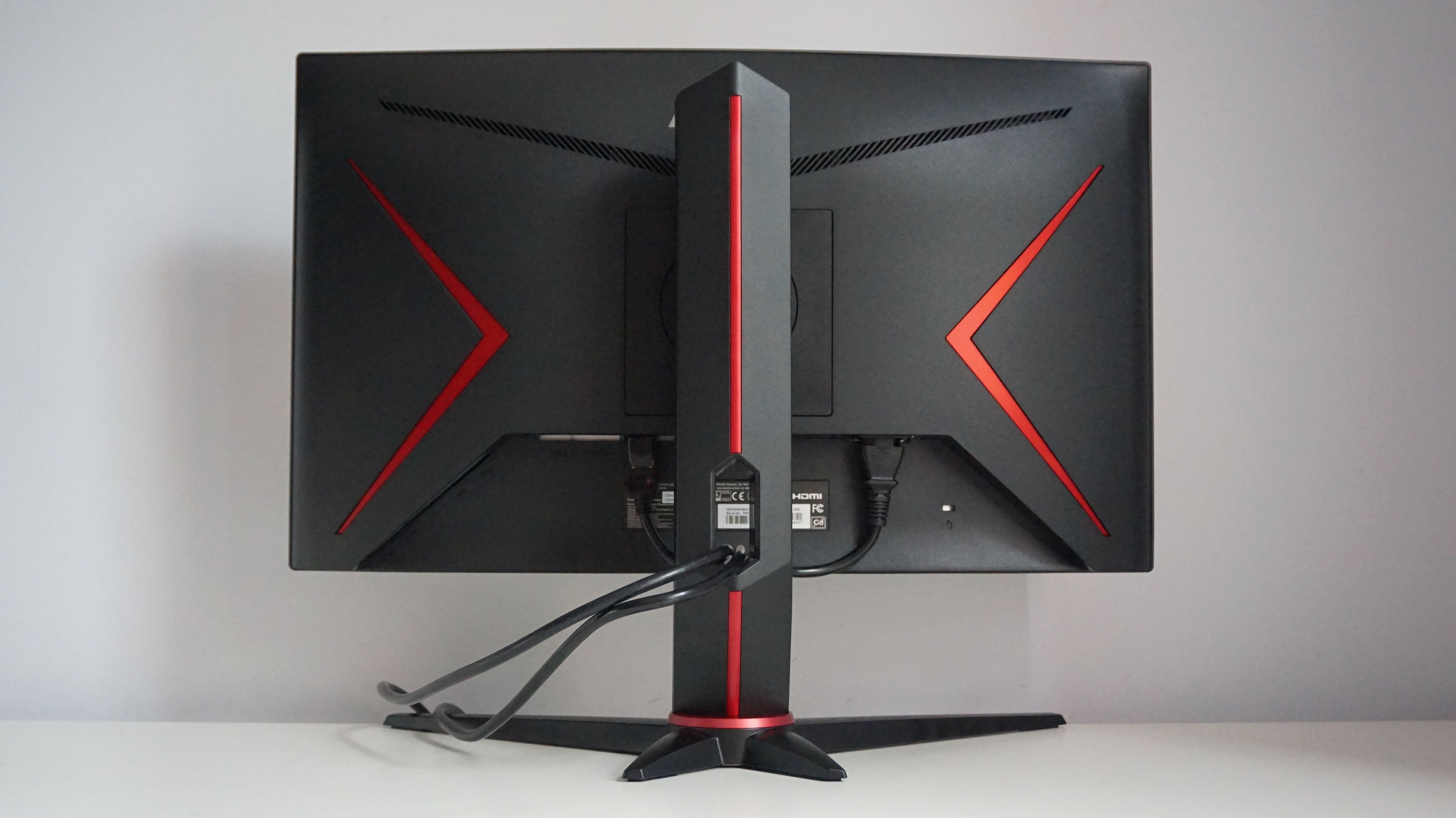 A photo of the AOC C24G2U gaming monitor from behind