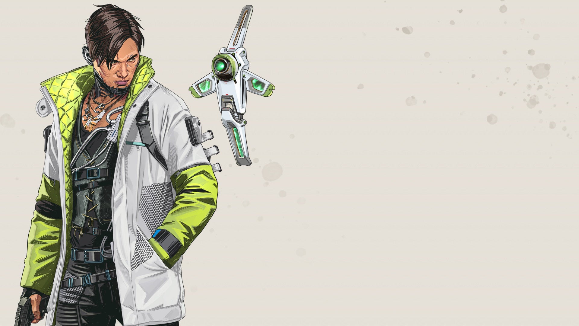 Official art of Crypto, one of the Apex Legends characters.