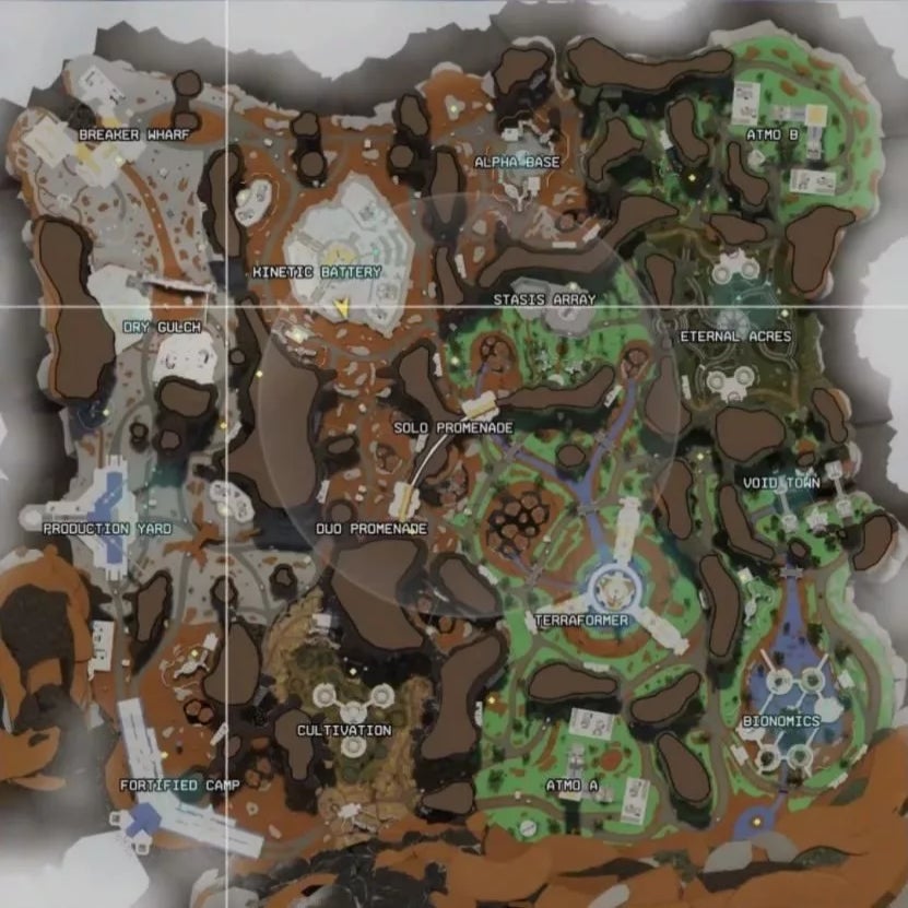 A work-in-progress version of the upcoming Divided Moon map in Apex Legends.